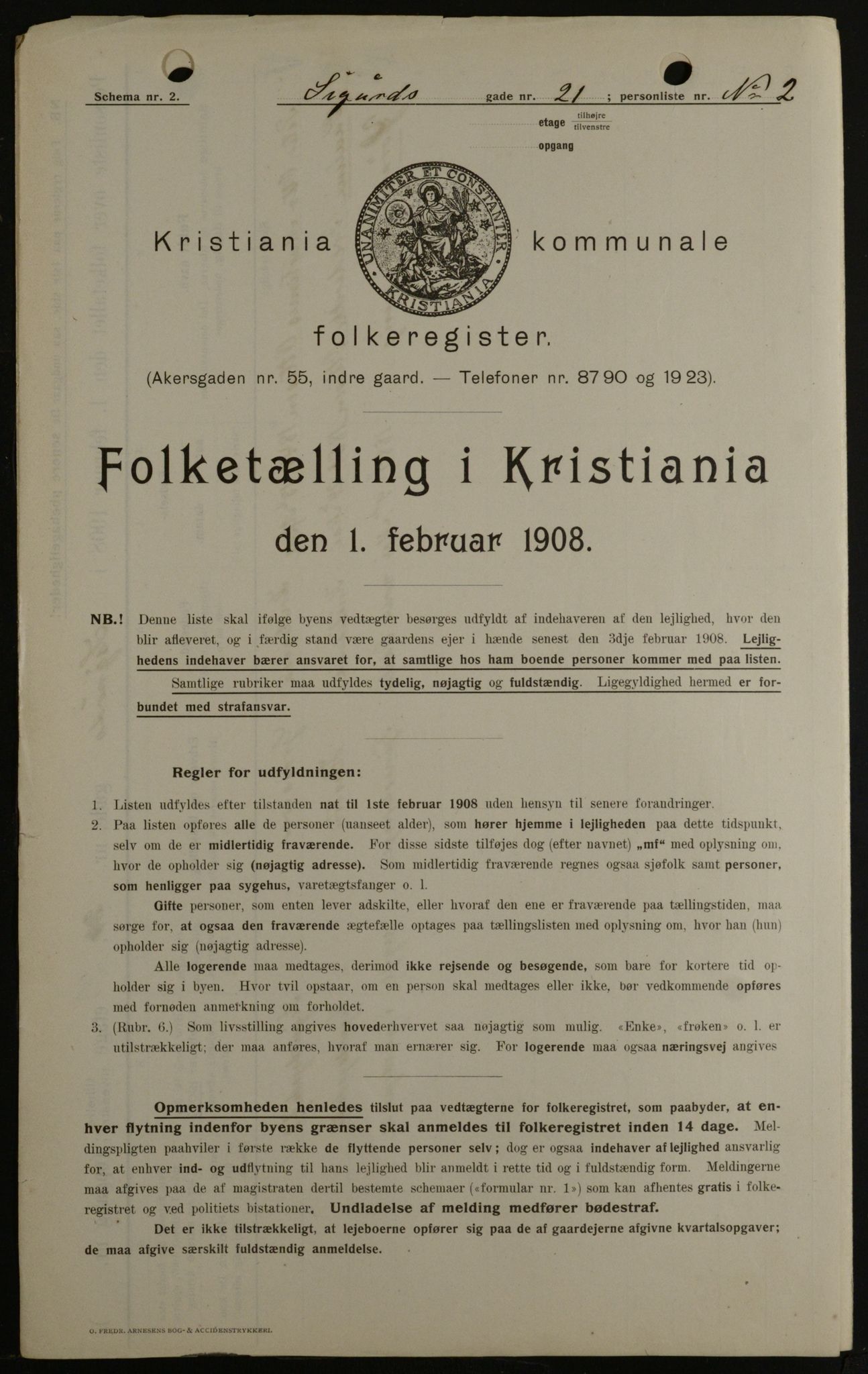 OBA, Kommunal folketelling 1.2.1908 for Kristiania kjøpstad, 1908, s. 85580