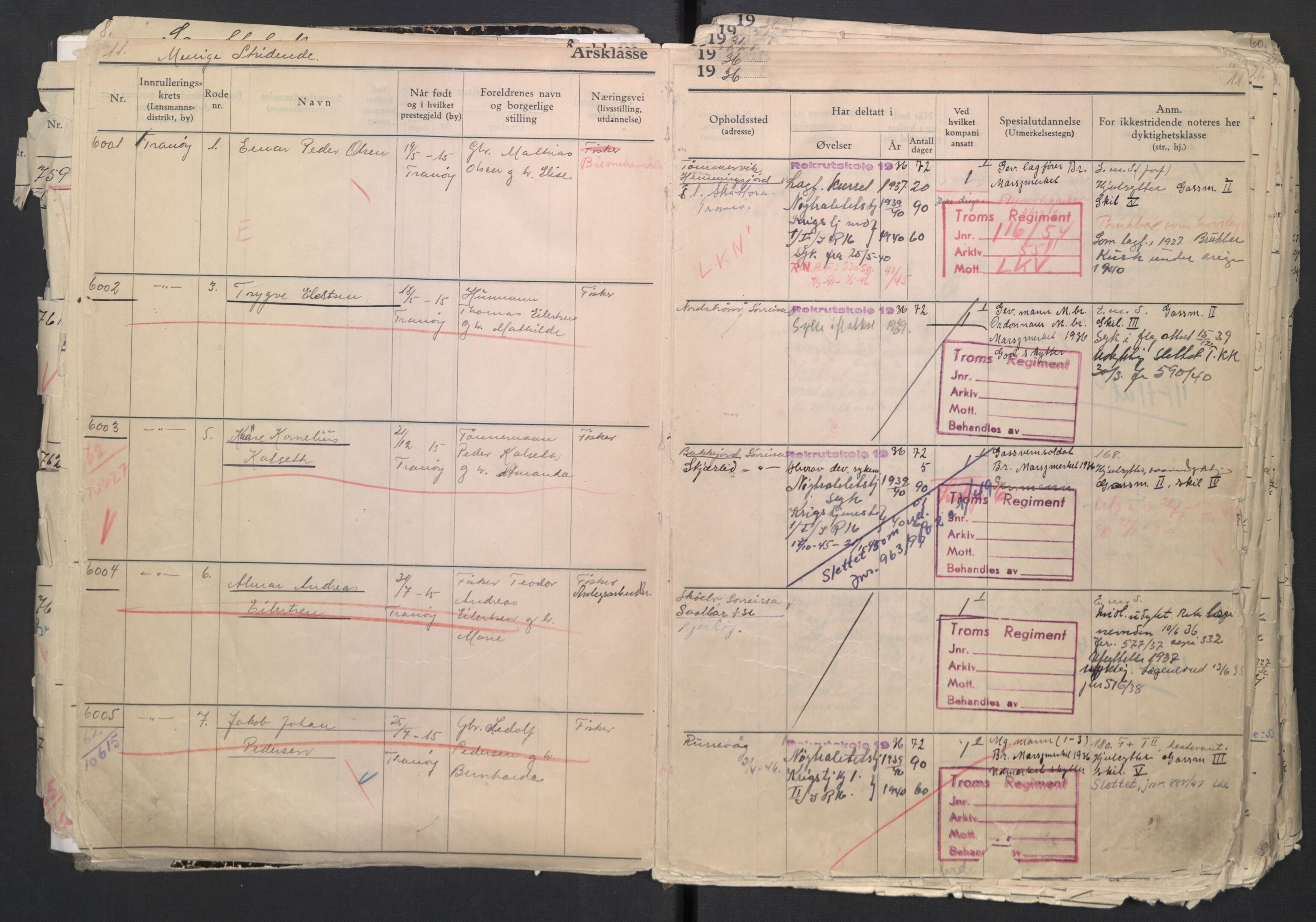 Forsvaret, Troms infanteriregiment nr. 16, AV/RA-RAFA-3146/P/Pa/L0007/0001: Ruller / Rulle for regimentets menige mannskaper, årsklasse 1936, 1936, s. 11