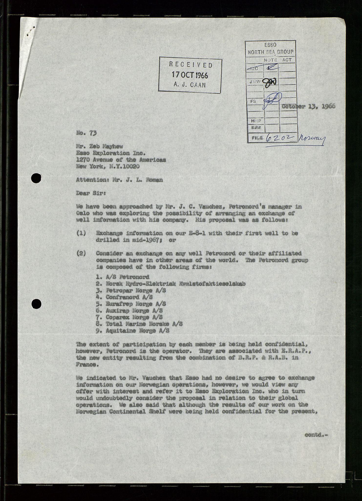 Pa 1512 - Esso Exploration and Production Norway Inc., AV/SAST-A-101917/E/Ea/L0021: Sak og korrespondanse, 1965-1974, s. 11