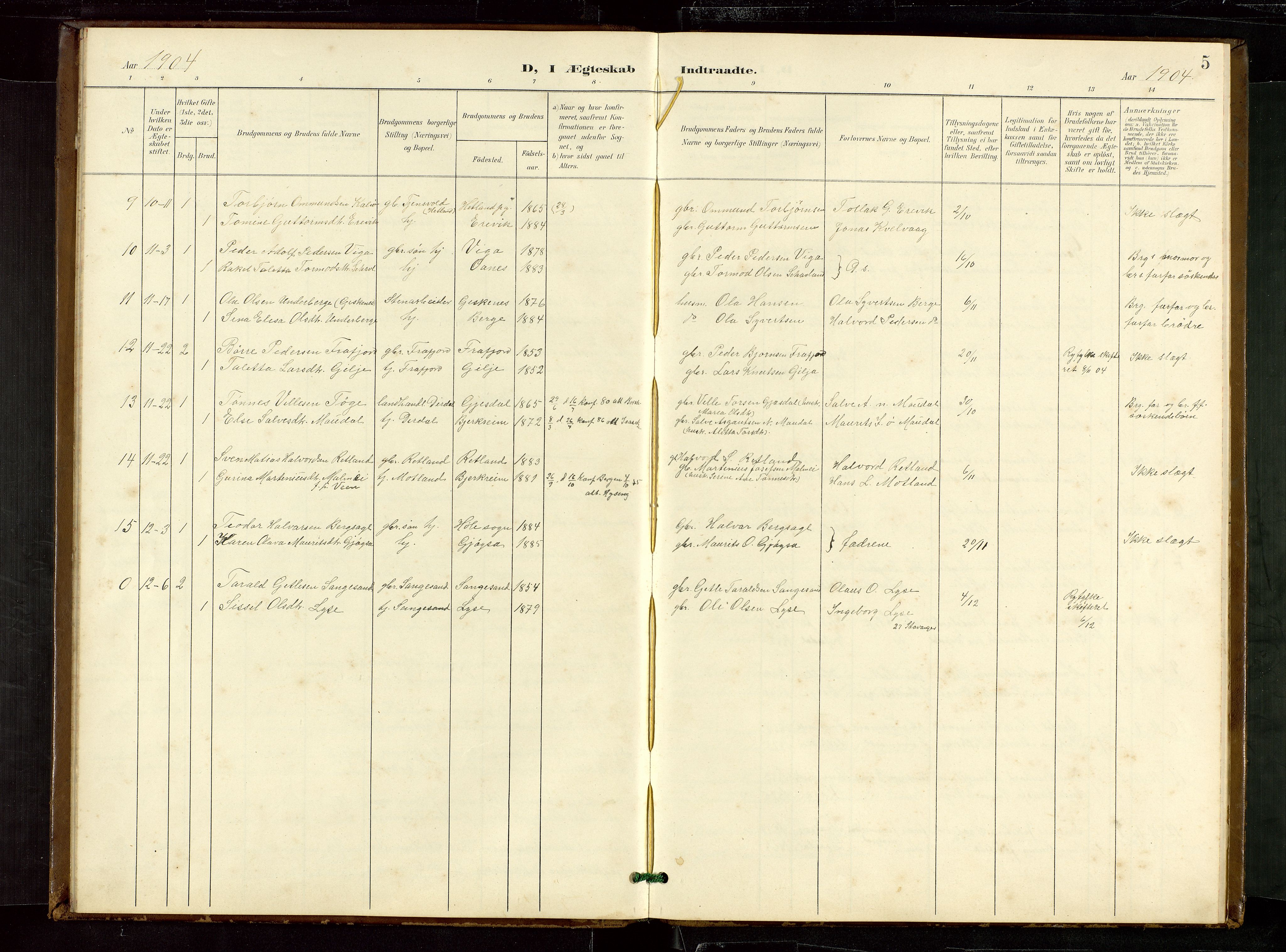 Høgsfjord sokneprestkontor, SAST/A-101624/H/Ha/Hab/L0010: Klokkerbok nr. B 10, 1900-1922, s. 5