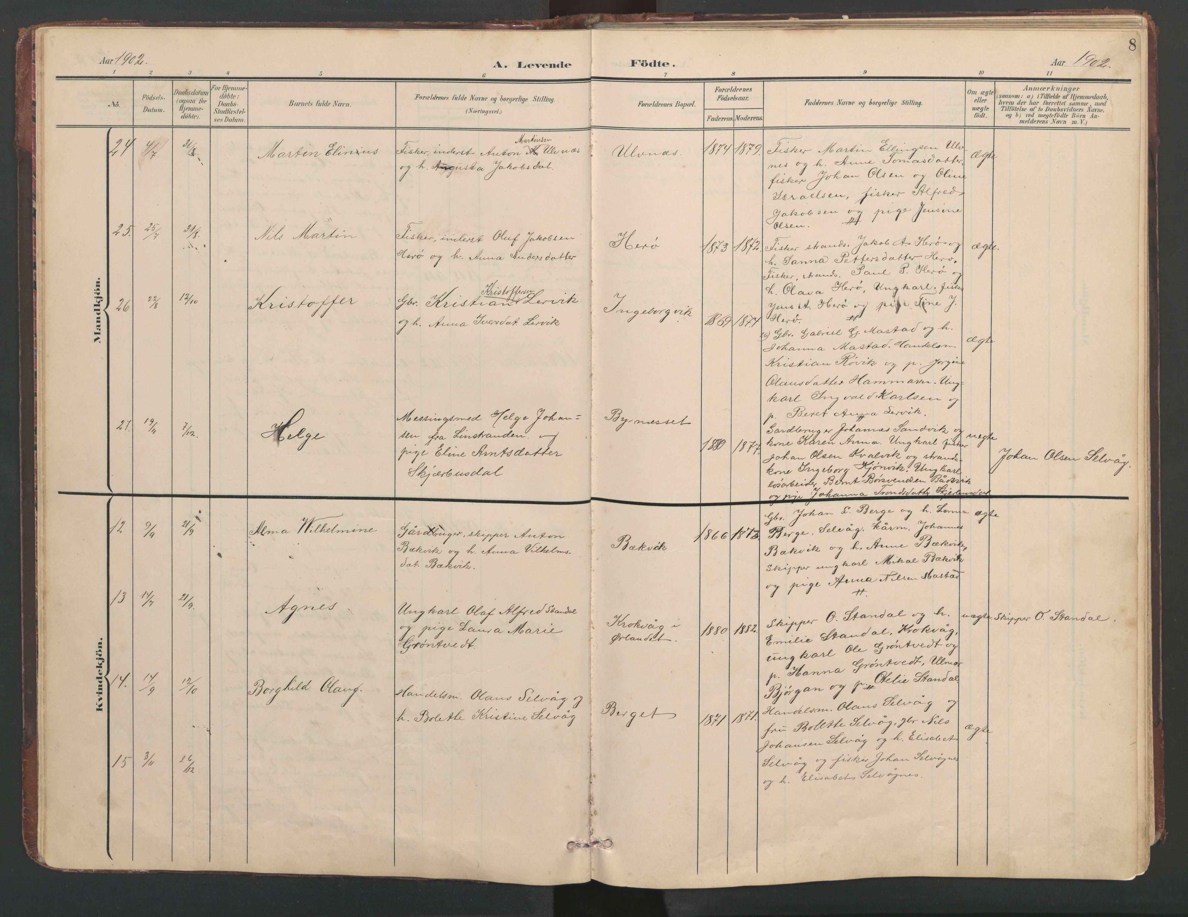 Ministerialprotokoller, klokkerbøker og fødselsregistre - Sør-Trøndelag, AV/SAT-A-1456/638/L0571: Klokkerbok nr. 638C03, 1901-1930, s. 8