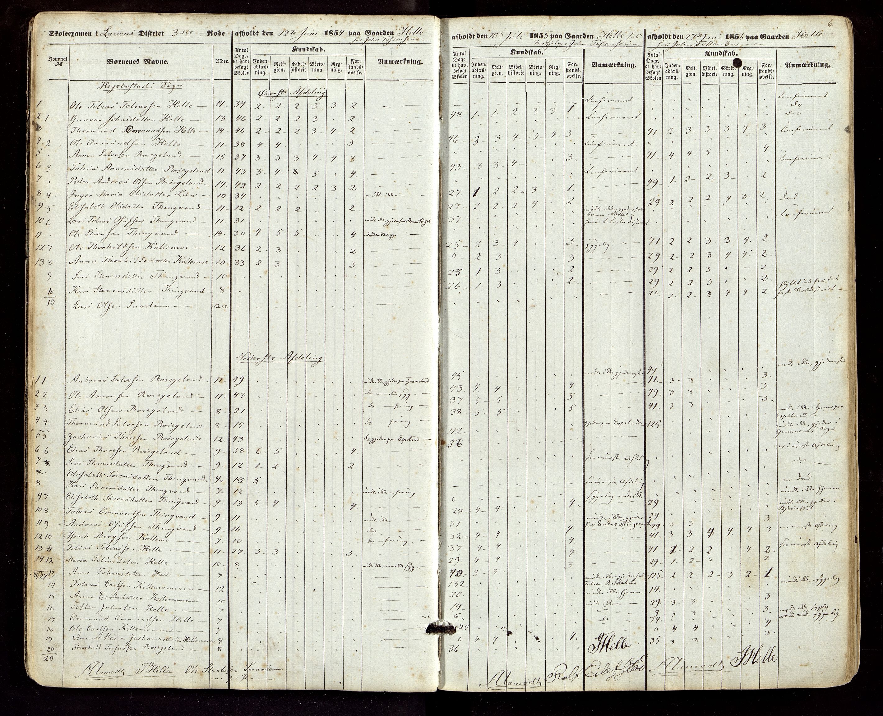 Hægebostad kommune - Skolekommisjonen/ Skolestyret, ARKSOR/1034HG510/G/L0001: Eksamensprotokoll, 1854-1872