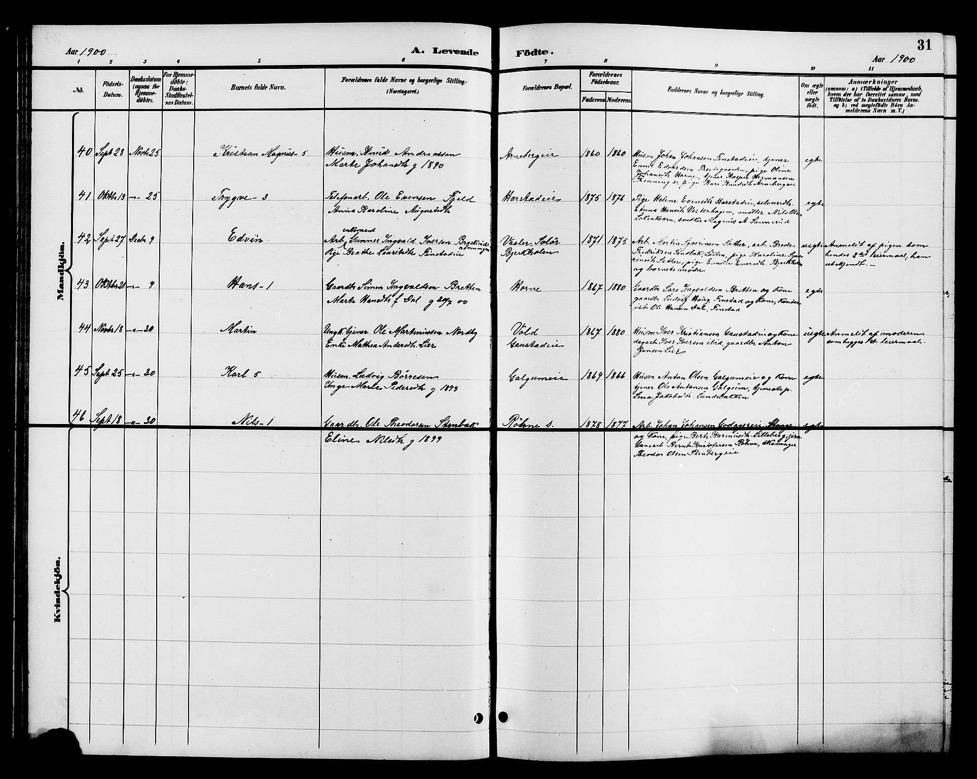 Romedal prestekontor, AV/SAH-PREST-004/L/L0012: Klokkerbok nr. 12, 1896-1914, s. 31