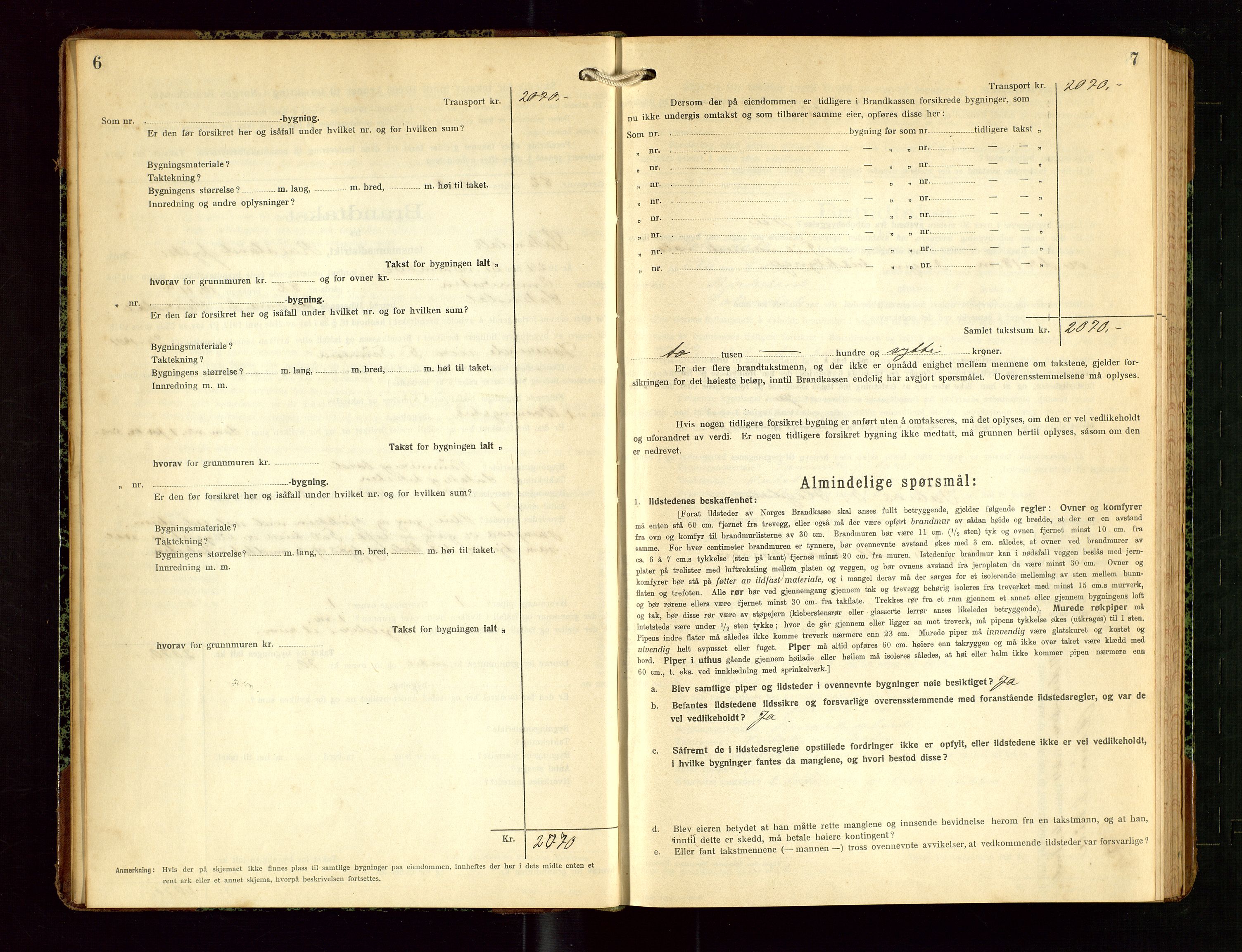 Sokndal lensmannskontor, AV/SAST-A-100417/Gob/L0006: "Brandtakst-Protokol", 1924-1930, s. 6-7