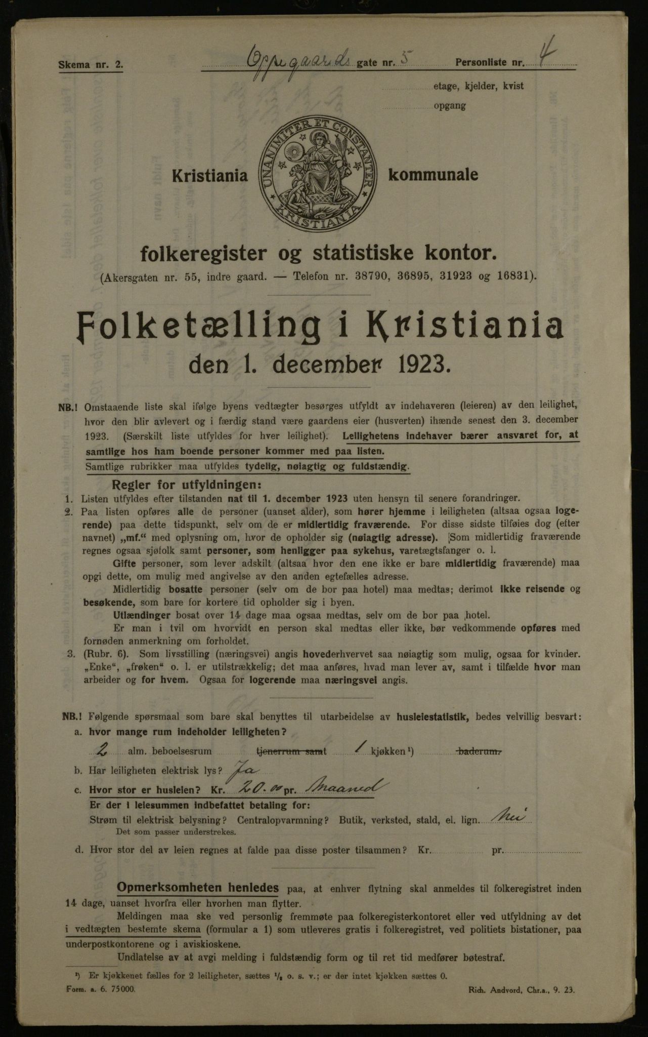 OBA, Kommunal folketelling 1.12.1923 for Kristiania, 1923, s. 83665