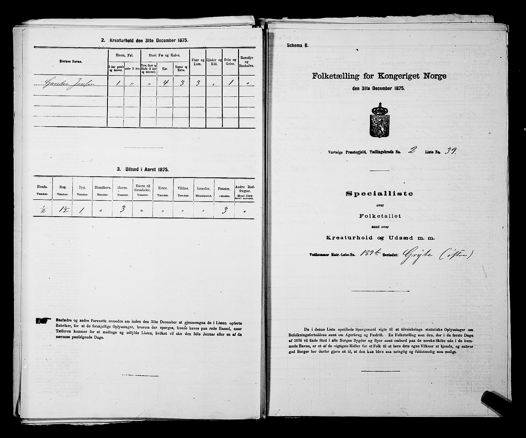 RA, Folketelling 1875 for 0114P Varteig prestegjeld, 1875, s. 239