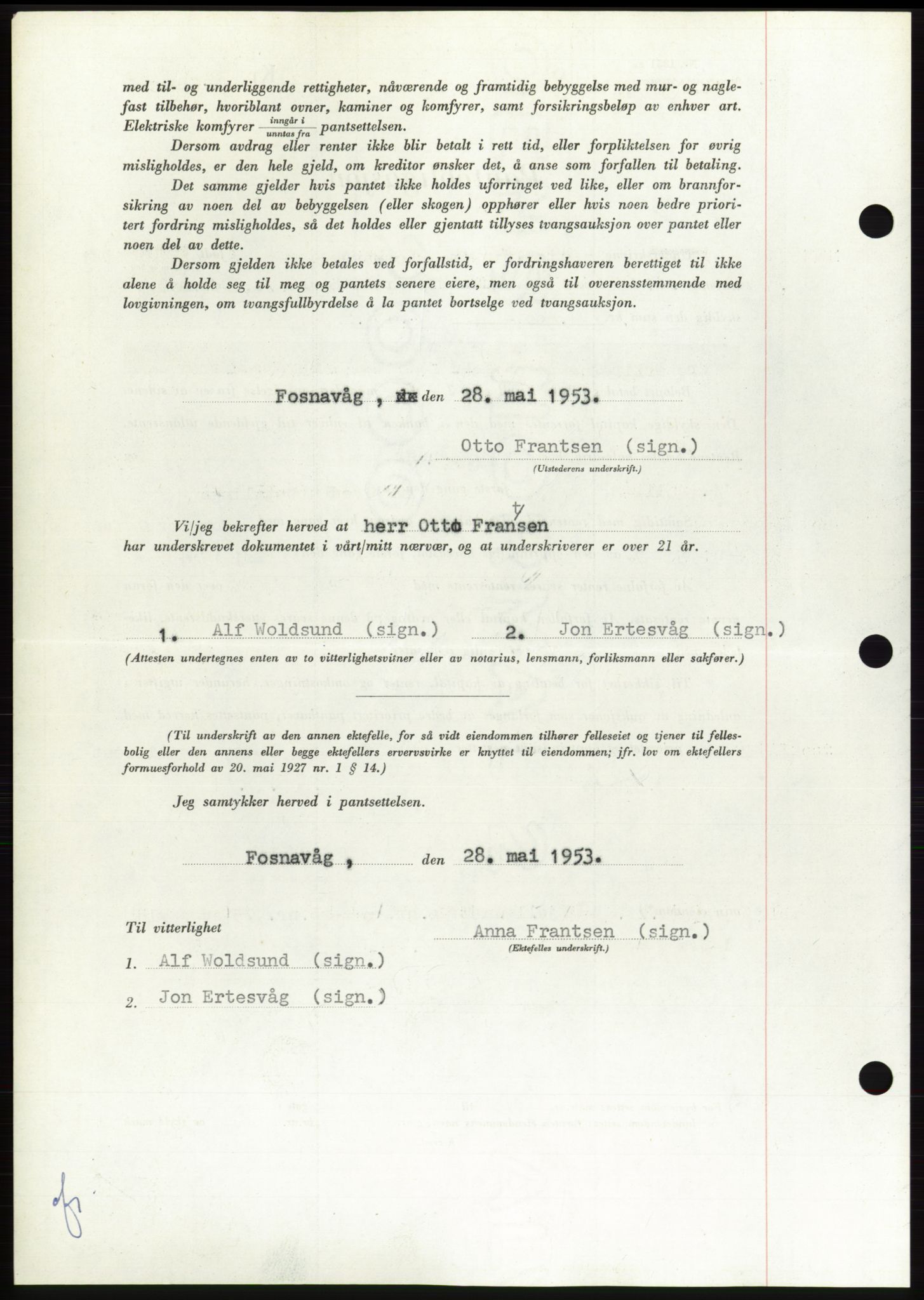 Søre Sunnmøre sorenskriveri, SAT/A-4122/1/2/2C/L0123: Pantebok nr. 11B, 1953-1953, Dagboknr: 1476/1953