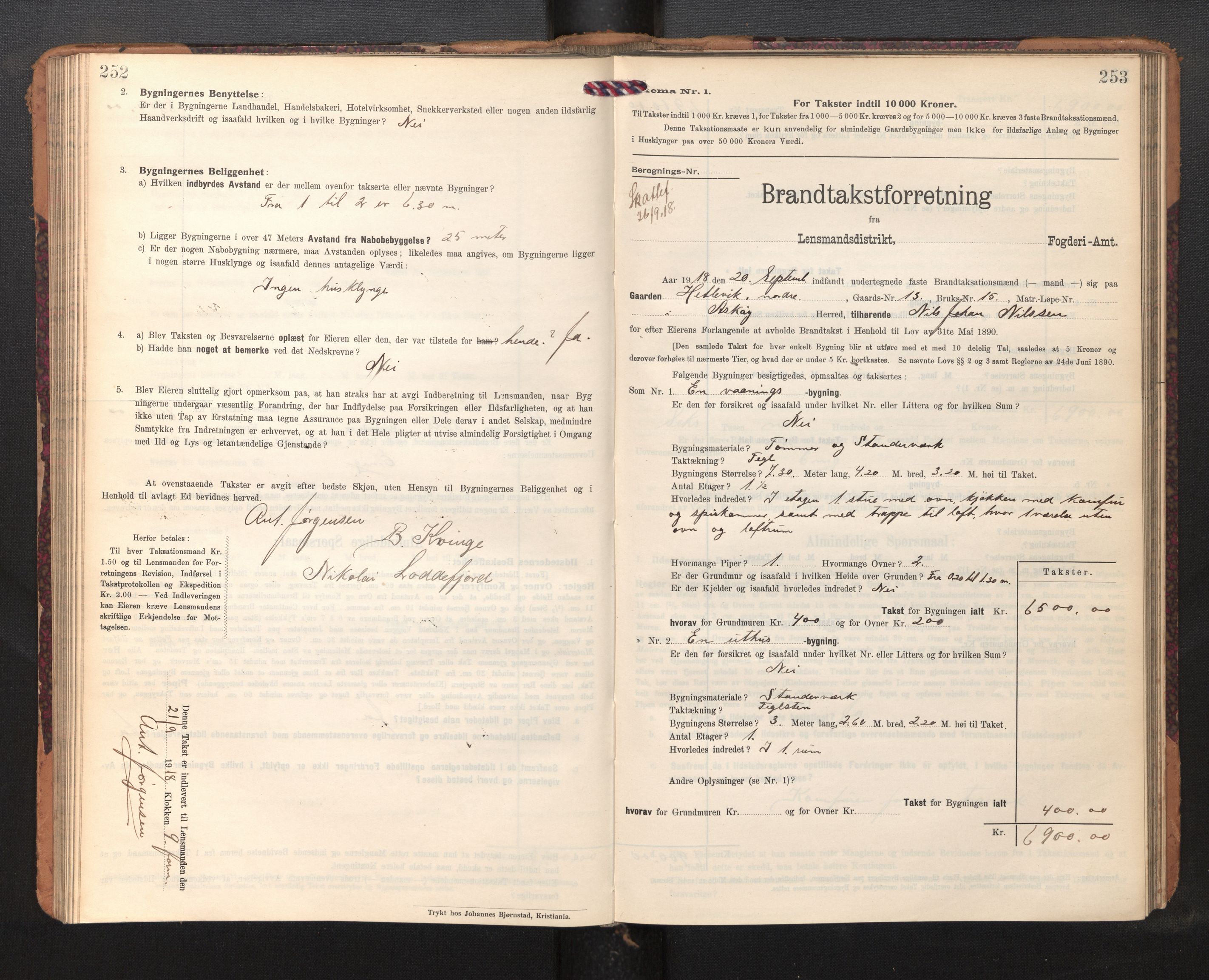 Lensmannen i Askøy, AV/SAB-A-31001/0012/L0007: Branntakstprotokoll, skjematakst, 1910-1919, s. 252-253