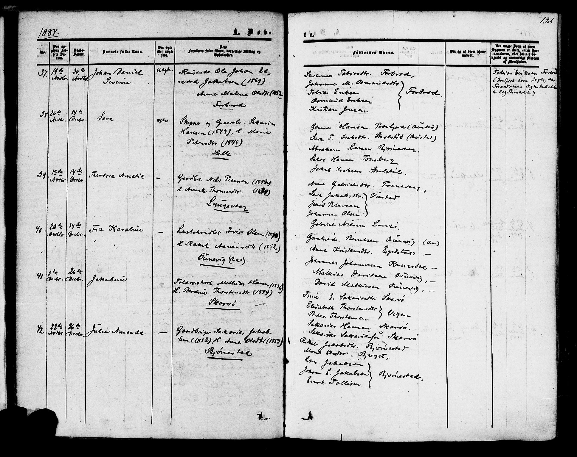 Herad sokneprestkontor, AV/SAK-1111-0018/F/Fa/Fab/L0004: Ministerialbok nr. A 4, 1853-1885, s. 132