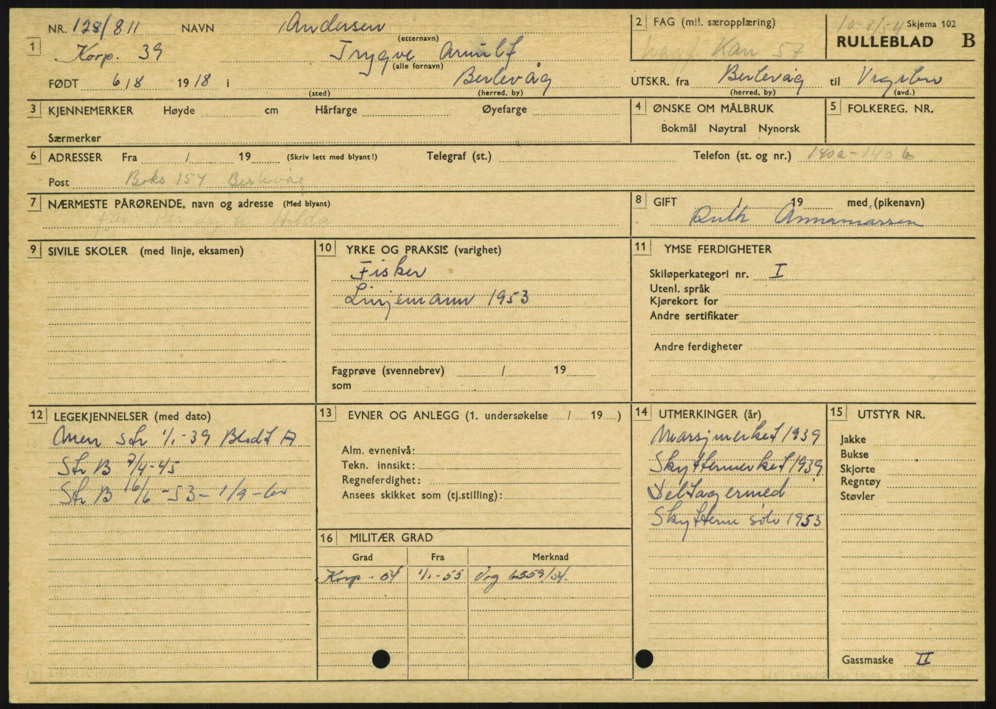 Forsvaret, Varanger bataljon, AV/RA-RAFA-2258/1/D/L0446: Rulleblad for menige født 1917-1919, 1917-1919, s. 306