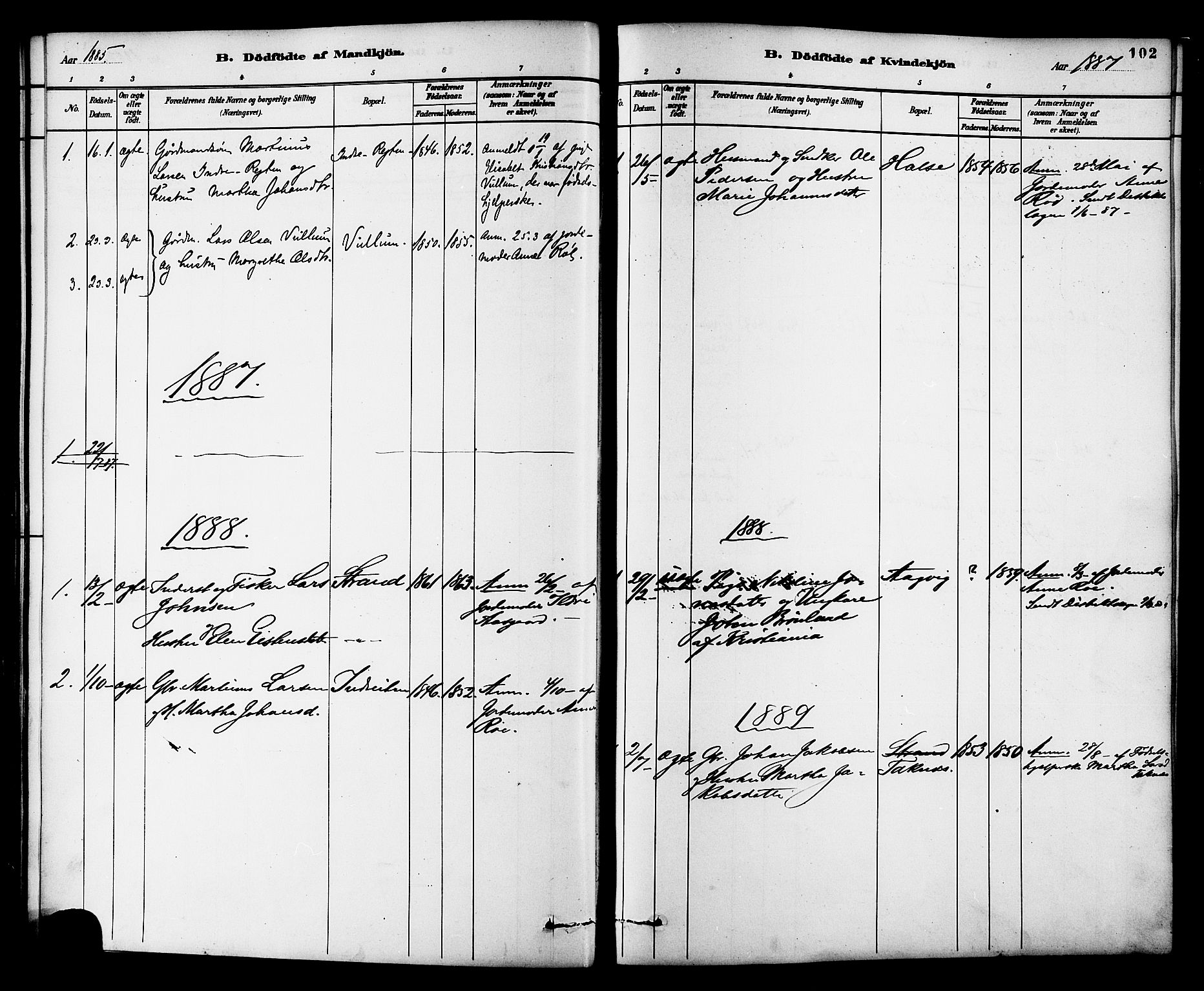 Ministerialprotokoller, klokkerbøker og fødselsregistre - Møre og Romsdal, SAT/A-1454/576/L0885: Ministerialbok nr. 576A03, 1880-1898, s. 102