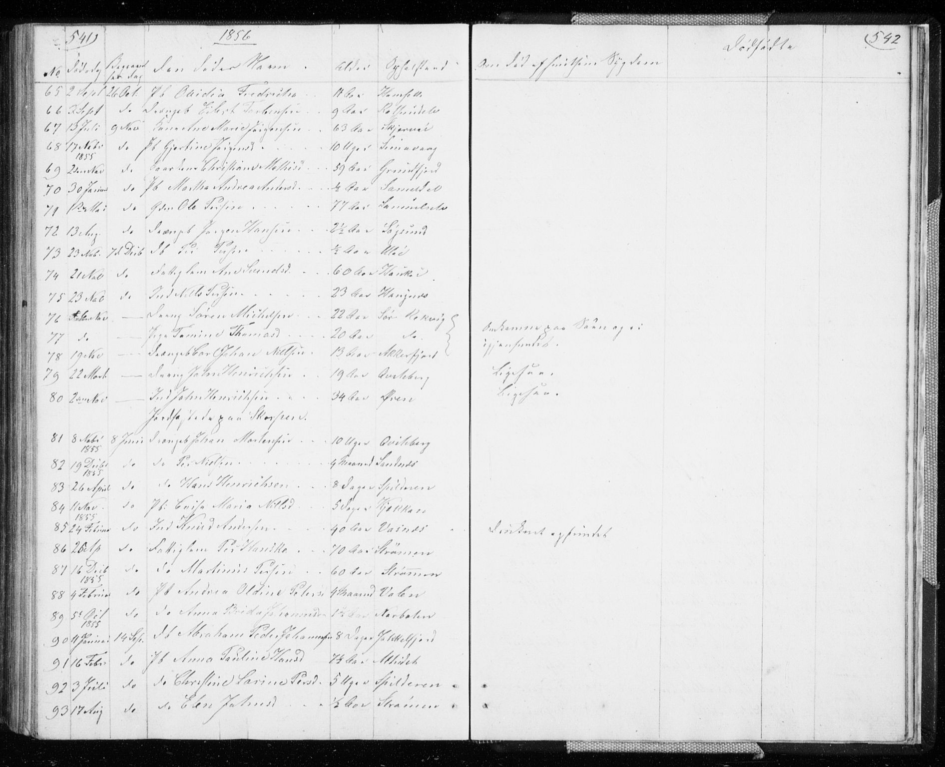 Skjervøy sokneprestkontor, AV/SATØ-S-1300/H/Ha/Hab/L0003klokker: Klokkerbok nr. 3, 1849-1861, s. 541-542