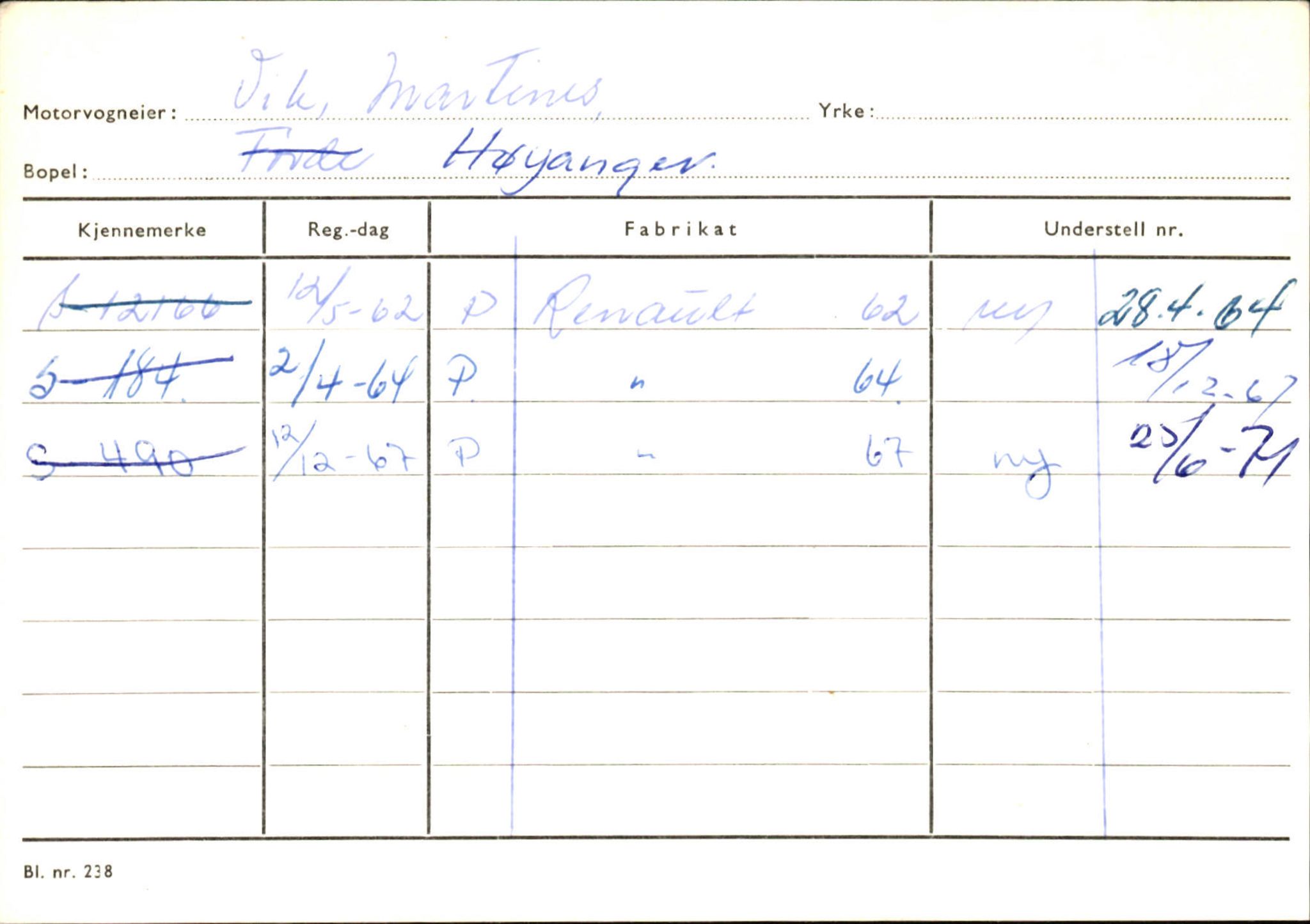 Statens vegvesen, Sogn og Fjordane vegkontor, SAB/A-5301/4/F/L0131: Eigarregister Høyanger P-Å. Stryn S-Å, 1945-1975, s. 827