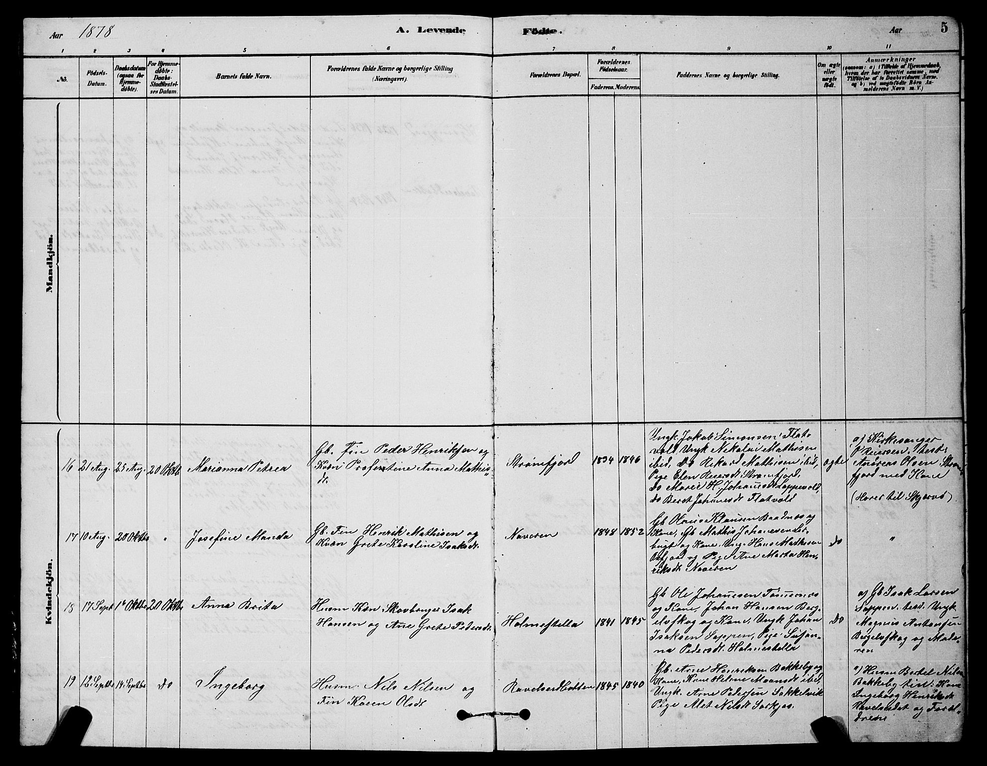 Skjervøy sokneprestkontor, AV/SATØ-S-1300/H/Ha/Hab/L0020klokker: Klokkerbok nr. 20, 1878-1892, s. 5