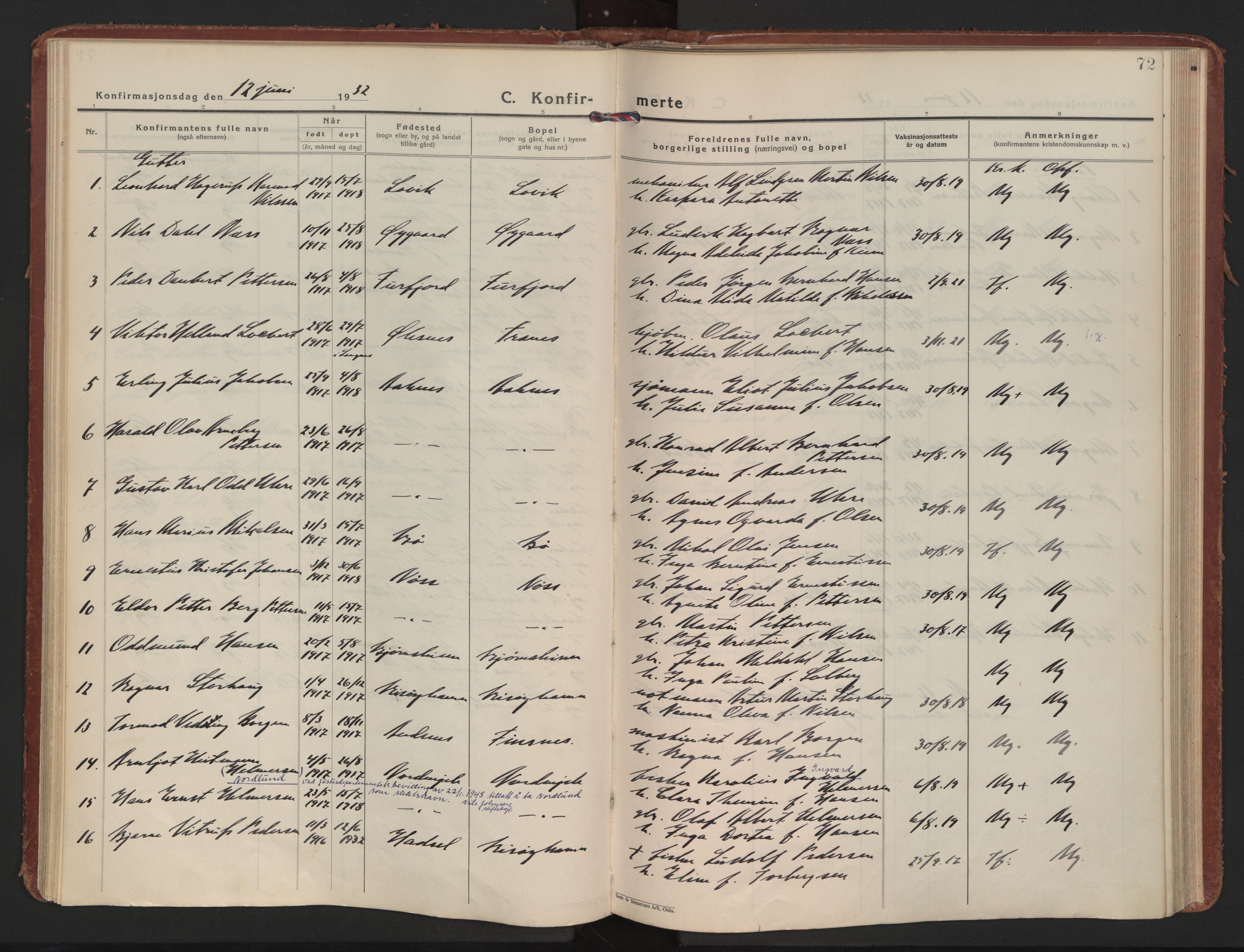 Ministerialprotokoller, klokkerbøker og fødselsregistre - Nordland, AV/SAT-A-1459/898/L1424: Ministerialbok nr. 898A04, 1928-1946, s. 72