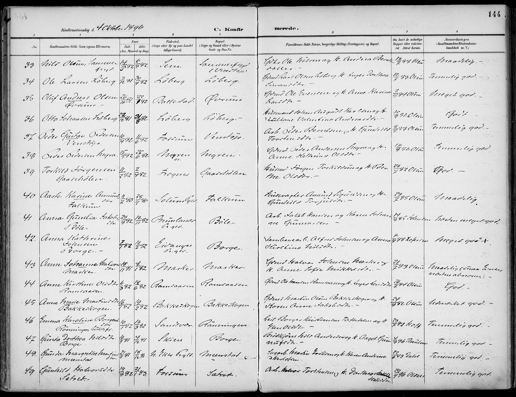 Gjerpen kirkebøker, AV/SAKO-A-265/F/Fa/L0011: Ministerialbok nr. I 11, 1896-1904, s. 144