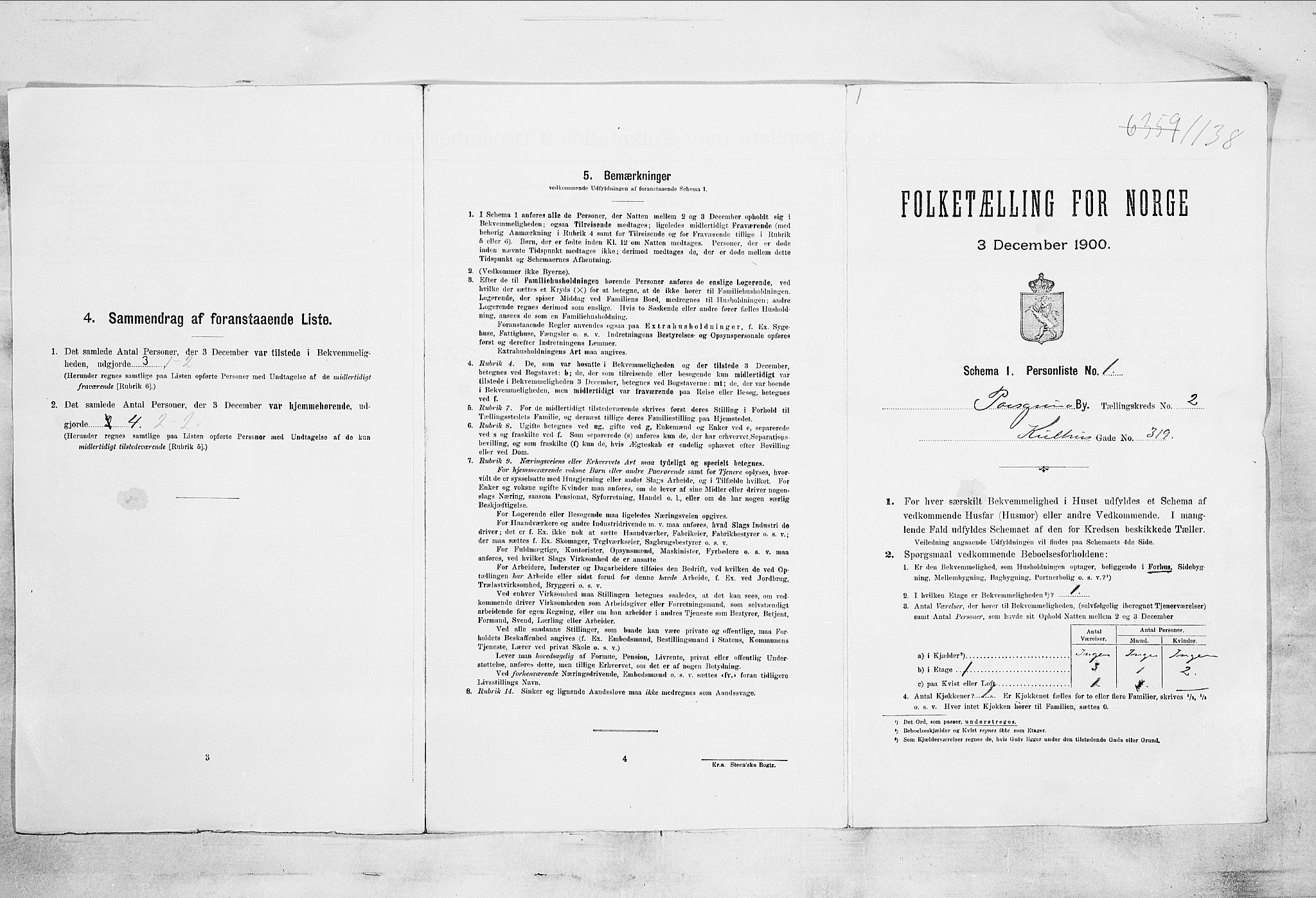 SAKO, Folketelling 1900 for 0805 Porsgrunn kjøpstad, 1900, s. 3365