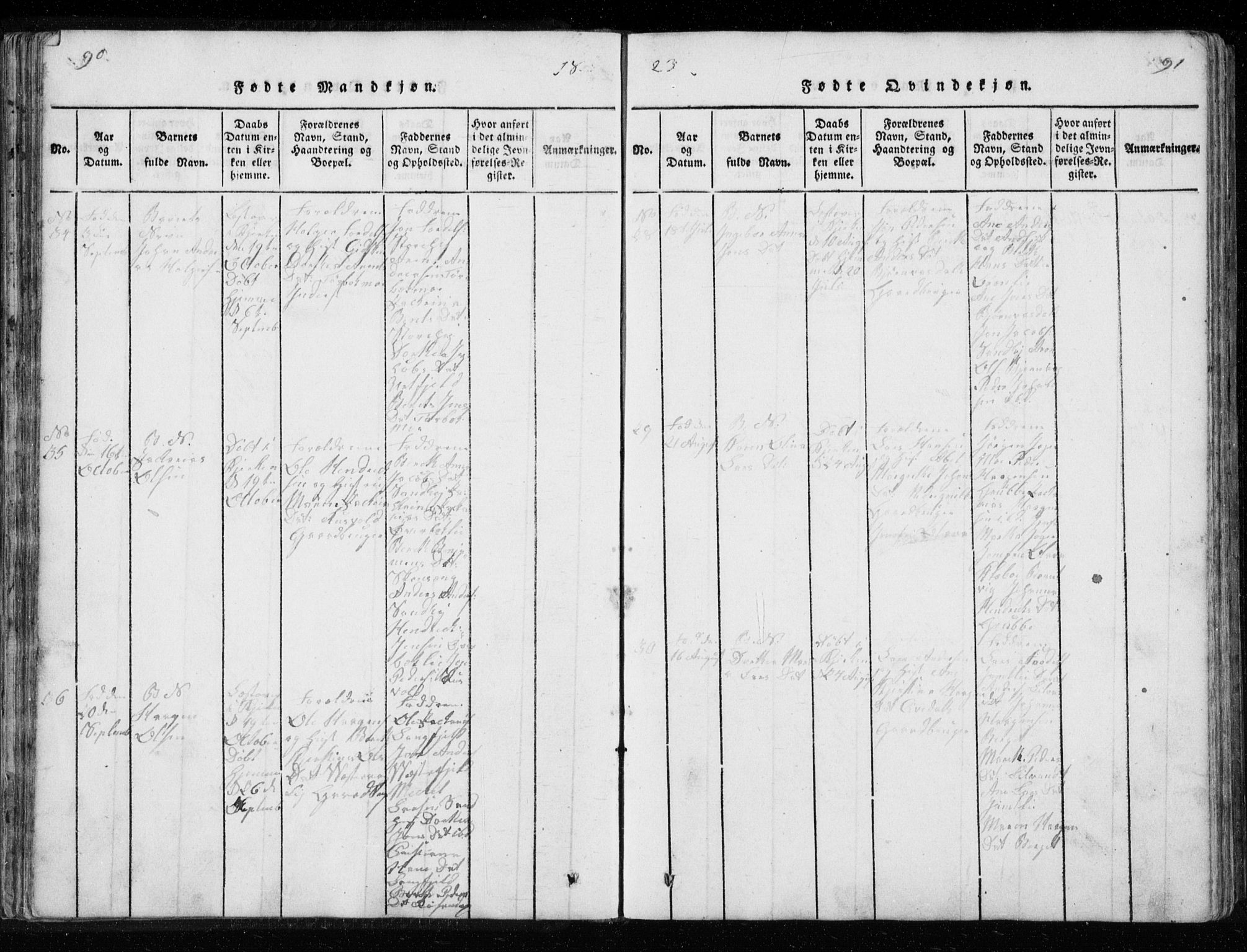 Ministerialprotokoller, klokkerbøker og fødselsregistre - Nordland, AV/SAT-A-1459/827/L0412: Klokkerbok nr. 827C01, 1820-1841, s. 90-91