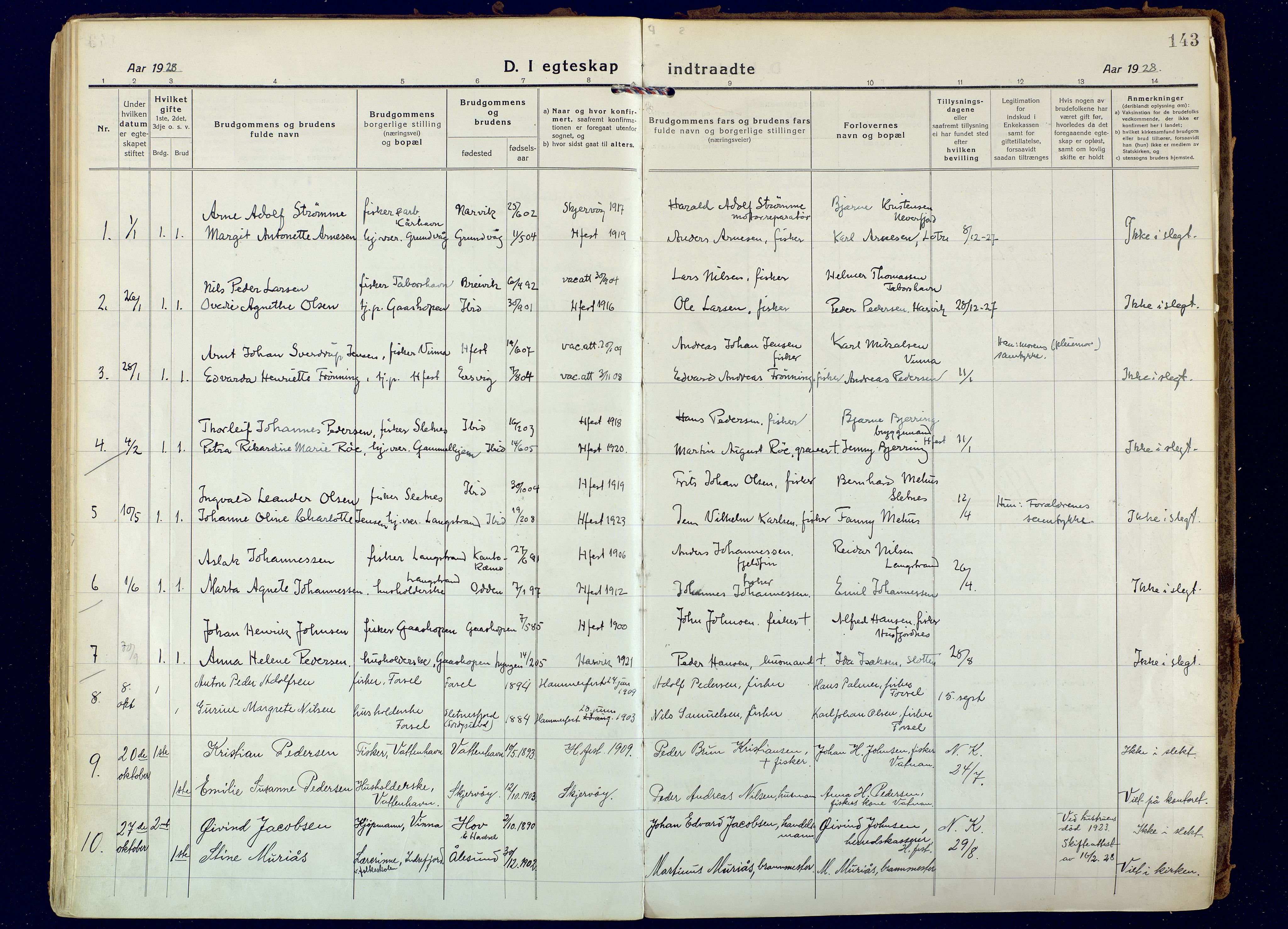 Hammerfest sokneprestkontor, AV/SATØ-S-1347/H/Ha/L0018.kirke: Ministerialbok nr. 18, 1918-1933, s. 143