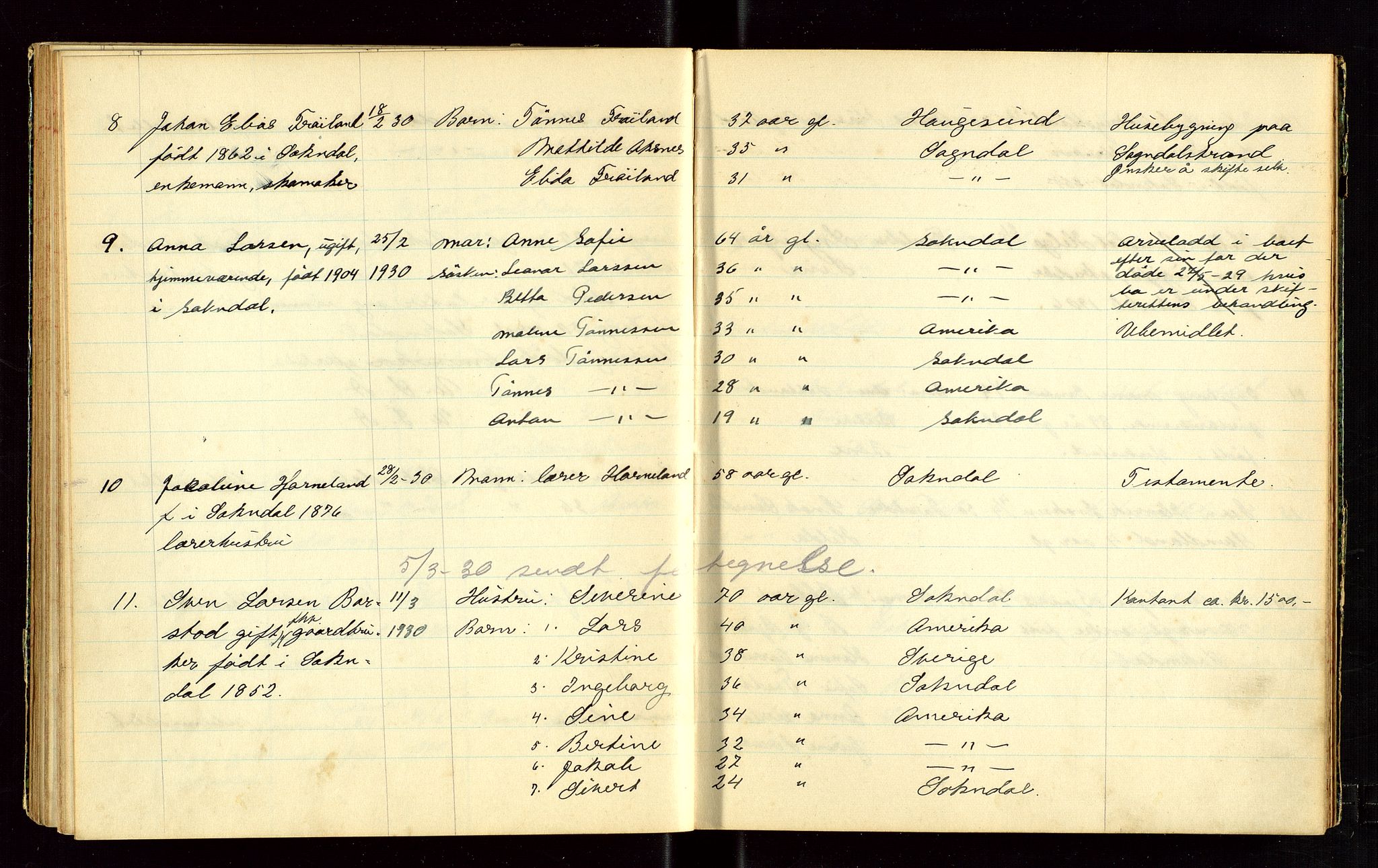 Sokndal lensmannskontor, AV/SAST-A-100417/Gga/L0002: "Dødsliste", 1924-1933