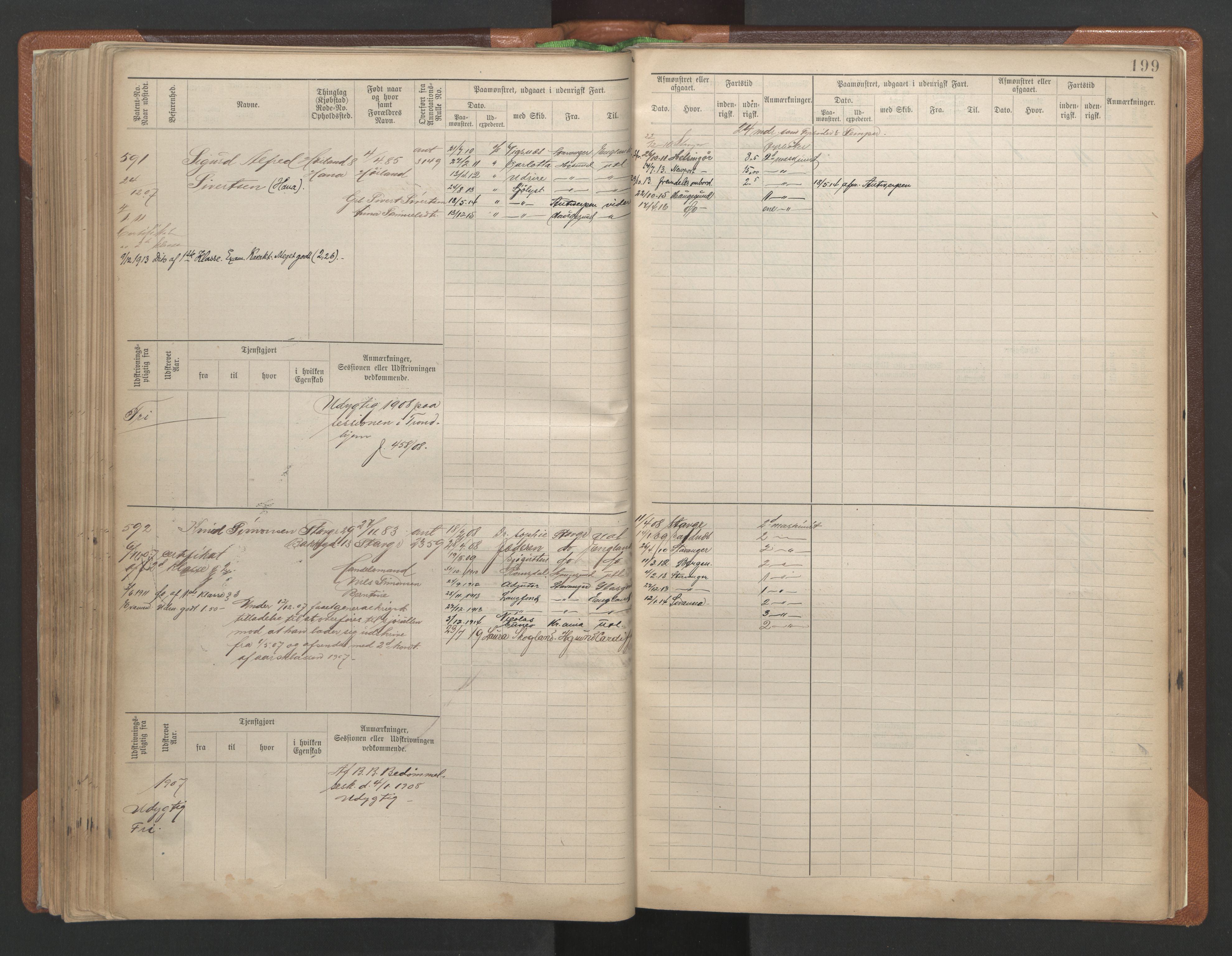 Stavanger sjømannskontor, AV/SAST-A-102006/F/Fe/L0002: Maskinist- og fyrbøterrulle, patentnr. 195-781, 1893-1922, s. 204