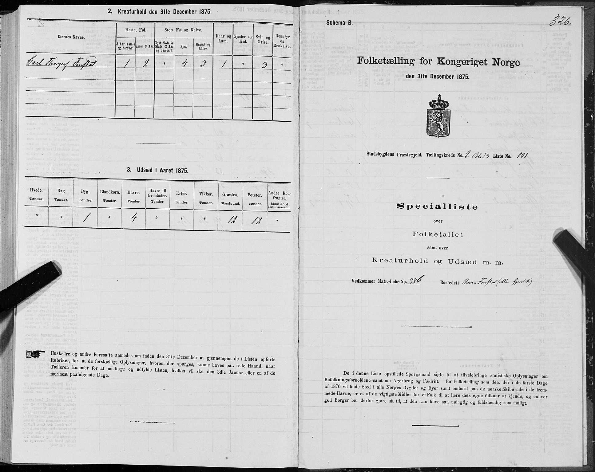 SAT, Folketelling 1875 for 1625P Stadsbygd prestegjeld, 1875, s. 1326