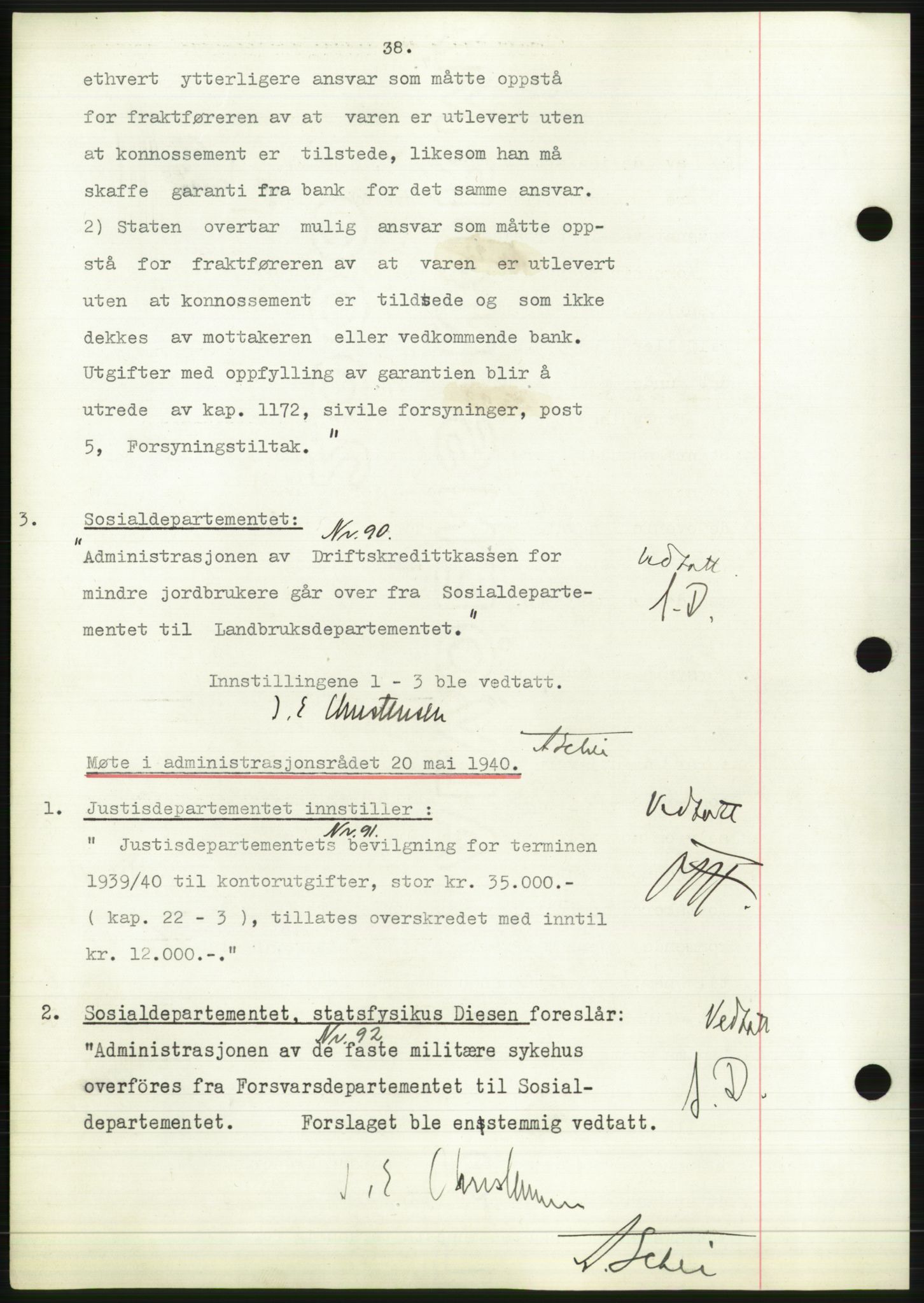 Administrasjonsrådet, AV/RA-S-1004/A/L0002: Vedtaksprotokoll 16/4-25/9, 1940, s. 42