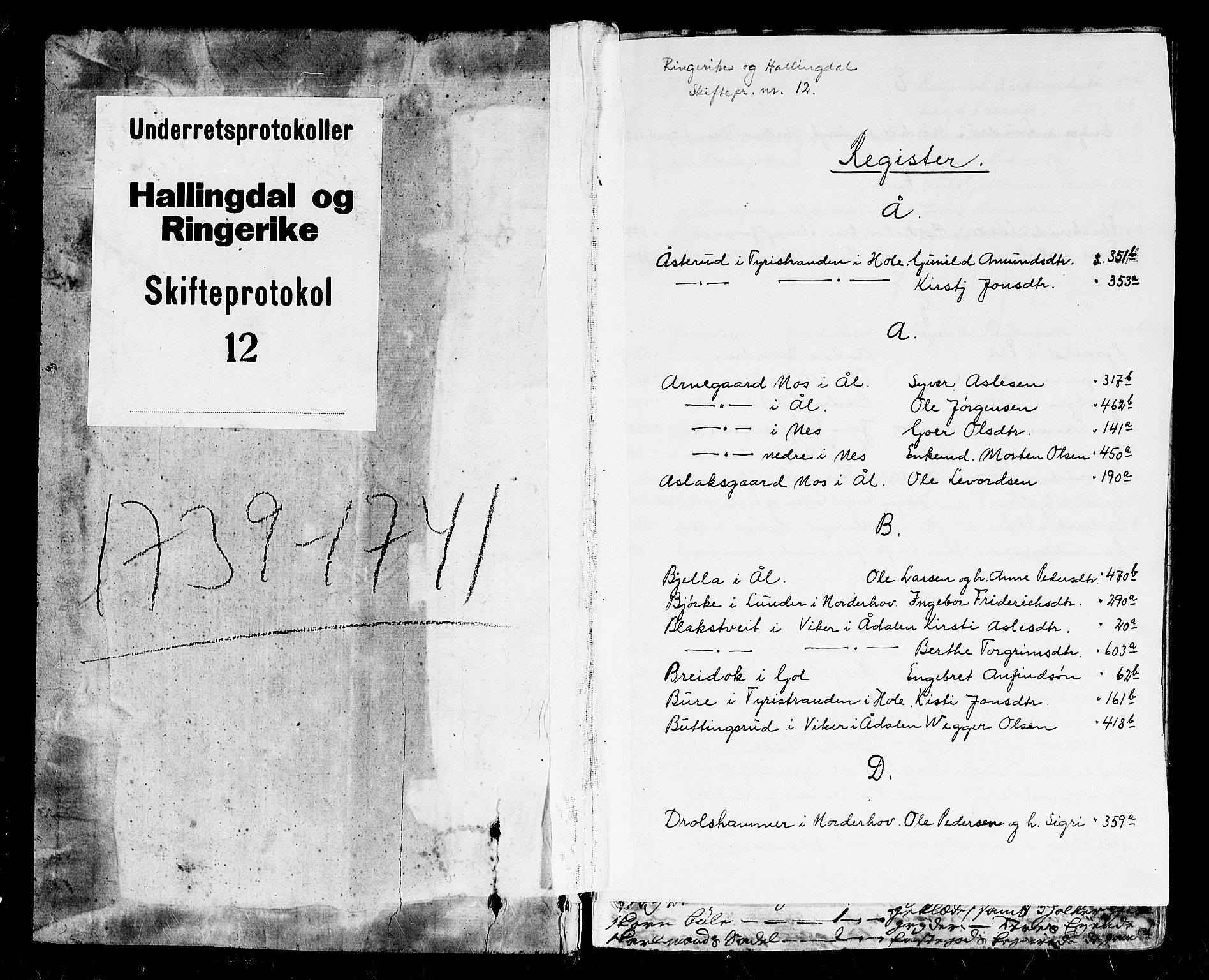 Ringerike og Hallingdal sorenskriveri, SAKO/A-81/H/Ha/L0012: Skifteprotokoll, 1739-1741