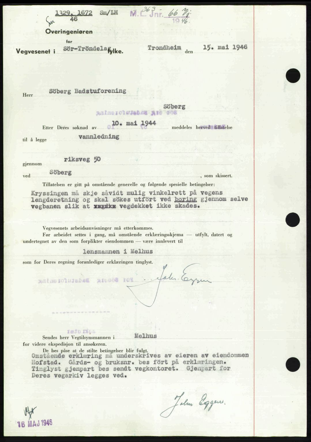 Gauldal sorenskriveri, SAT/A-0014/1/2/2C: Pantebok nr. A2, 1946-1946, Dagboknr: 1153/1946