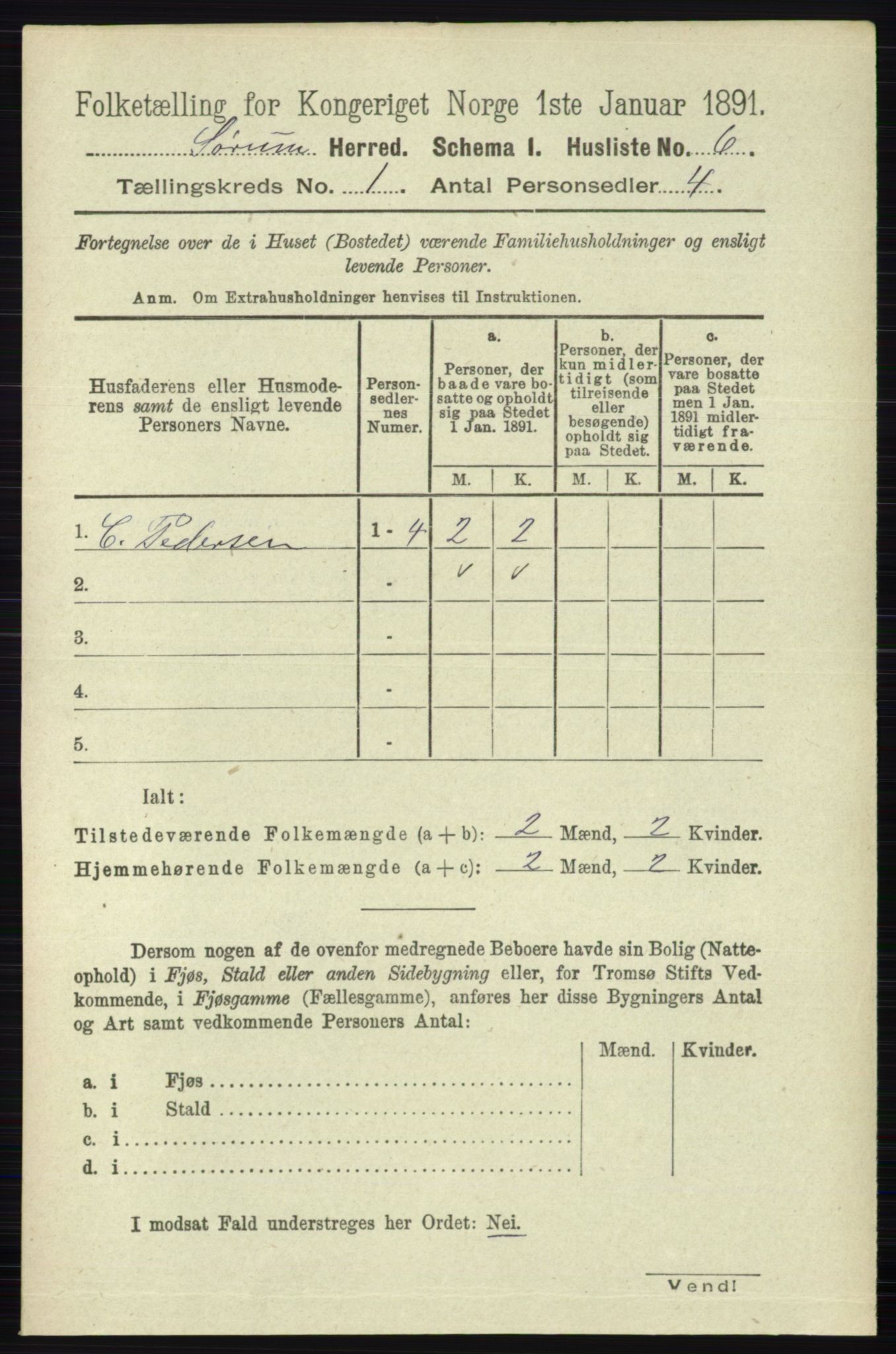 RA, Folketelling 1891 for 0226 Sørum herred, 1891, s. 25