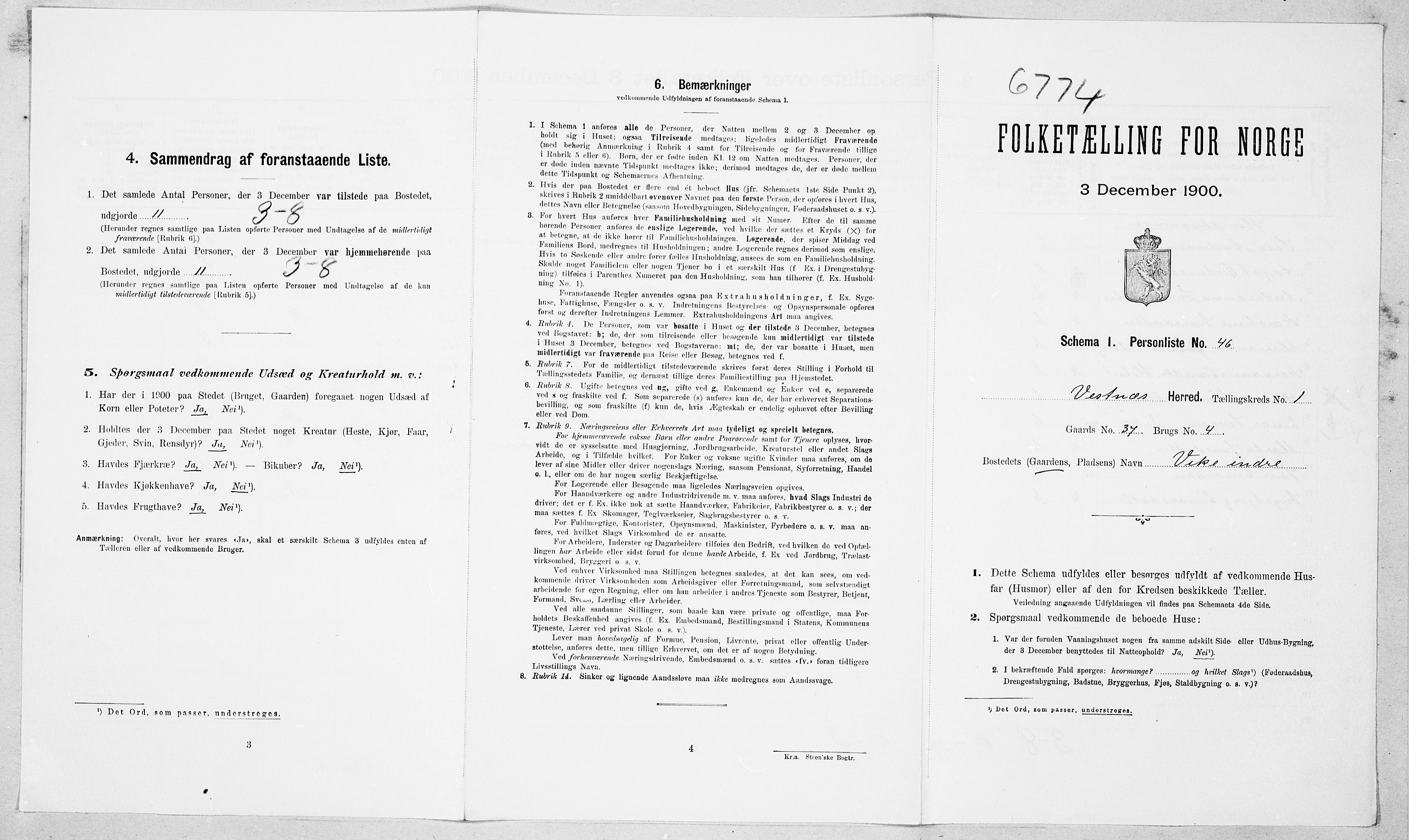 SAT, Folketelling 1900 for 1535 Vestnes herred, 1900, s. 147