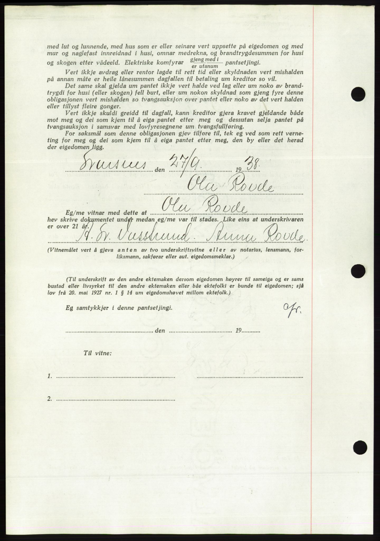 Søre Sunnmøre sorenskriveri, AV/SAT-A-4122/1/2/2C/L0066: Pantebok nr. 60, 1938-1938, Dagboknr: 1370/1938