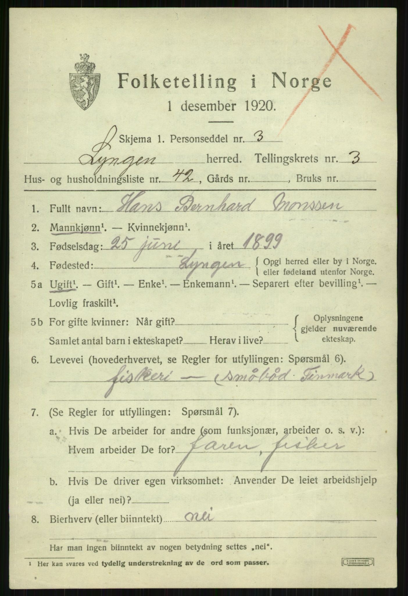 SATØ, Folketelling 1920 for 1938 Lyngen herred, 1920, s. 4007