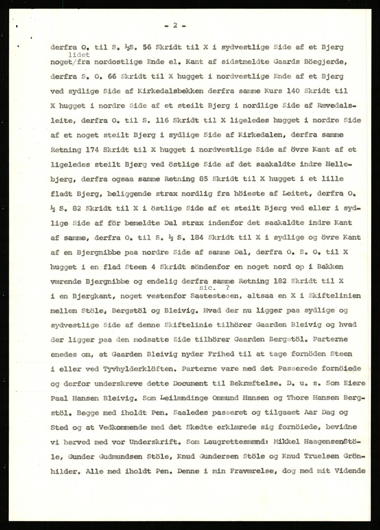 Statsarkivet i Stavanger, AV/SAST-A-101971/03/Y/Yj/L0007: Avskrifter sortert etter gårdsnavn: Berekvam - Birkeland, 1750-1930, s. 315