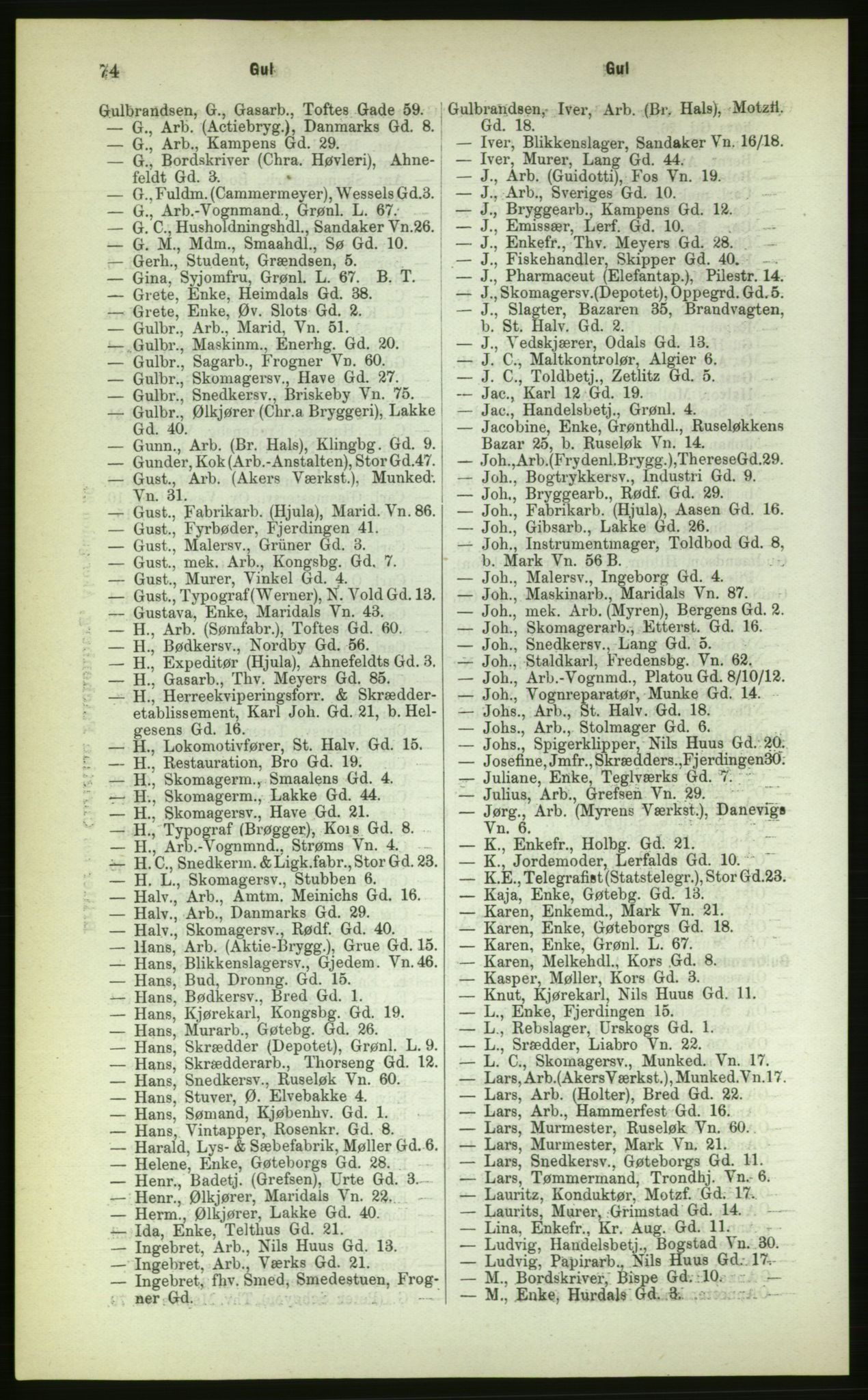 Kristiania/Oslo adressebok, PUBL/-, 1883, s. 74