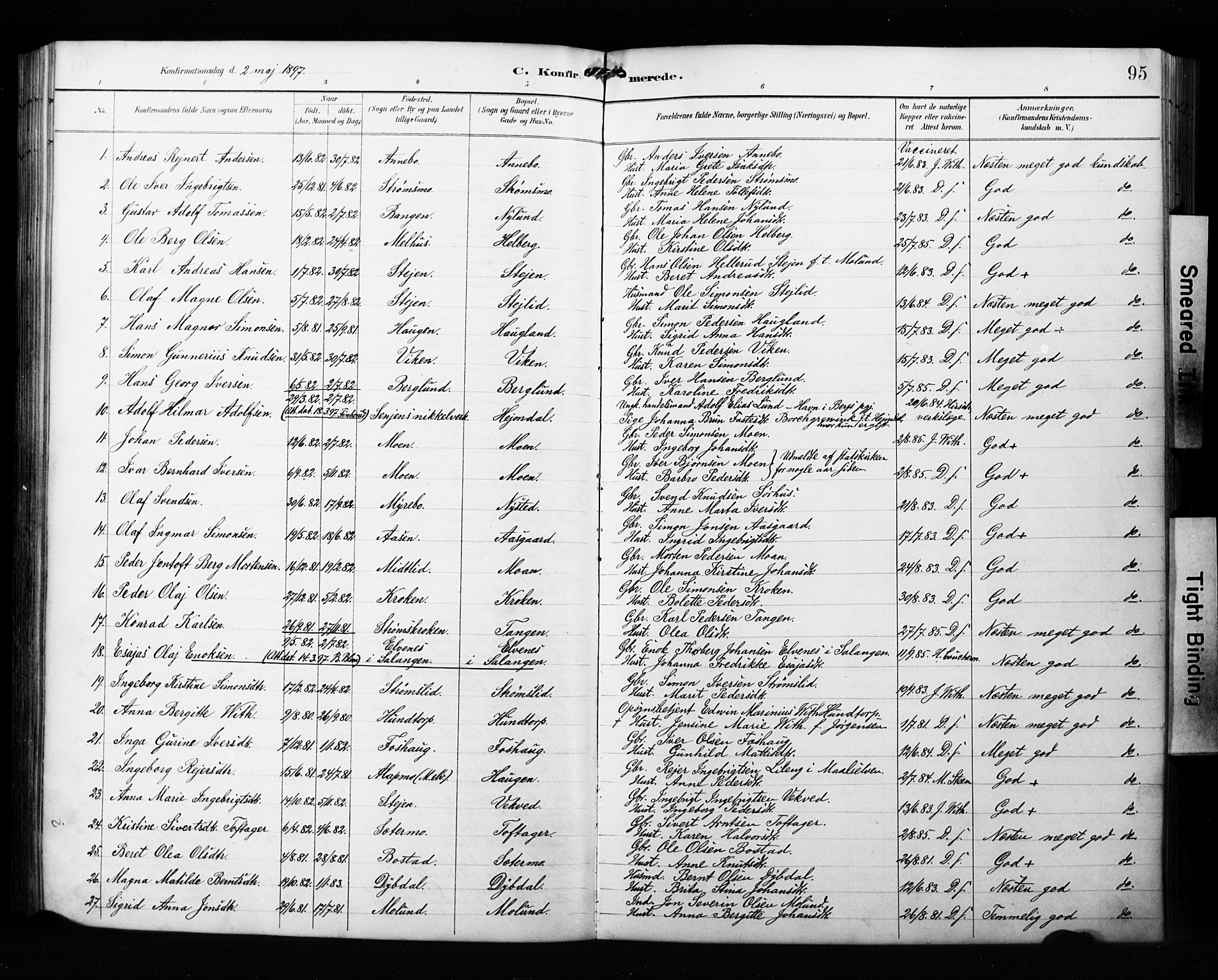 Målselv sokneprestembete, AV/SATØ-S-1311/G/Ga/Gab/L0008klokker: Klokkerbok nr. 8, 1895-1913, s. 95