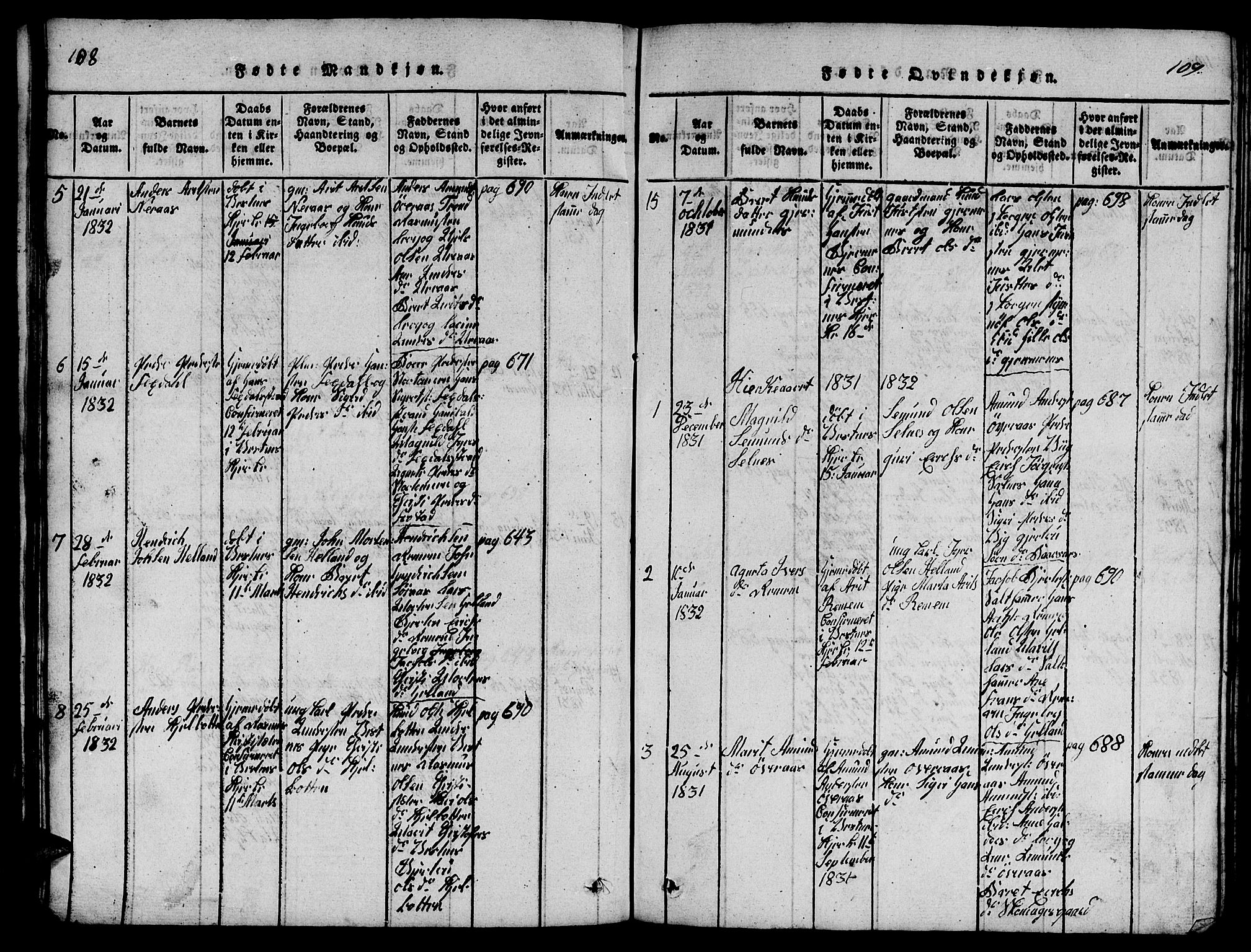 Ministerialprotokoller, klokkerbøker og fødselsregistre - Møre og Romsdal, SAT/A-1454/539/L0535: Klokkerbok nr. 539C01, 1818-1842, s. 108-109