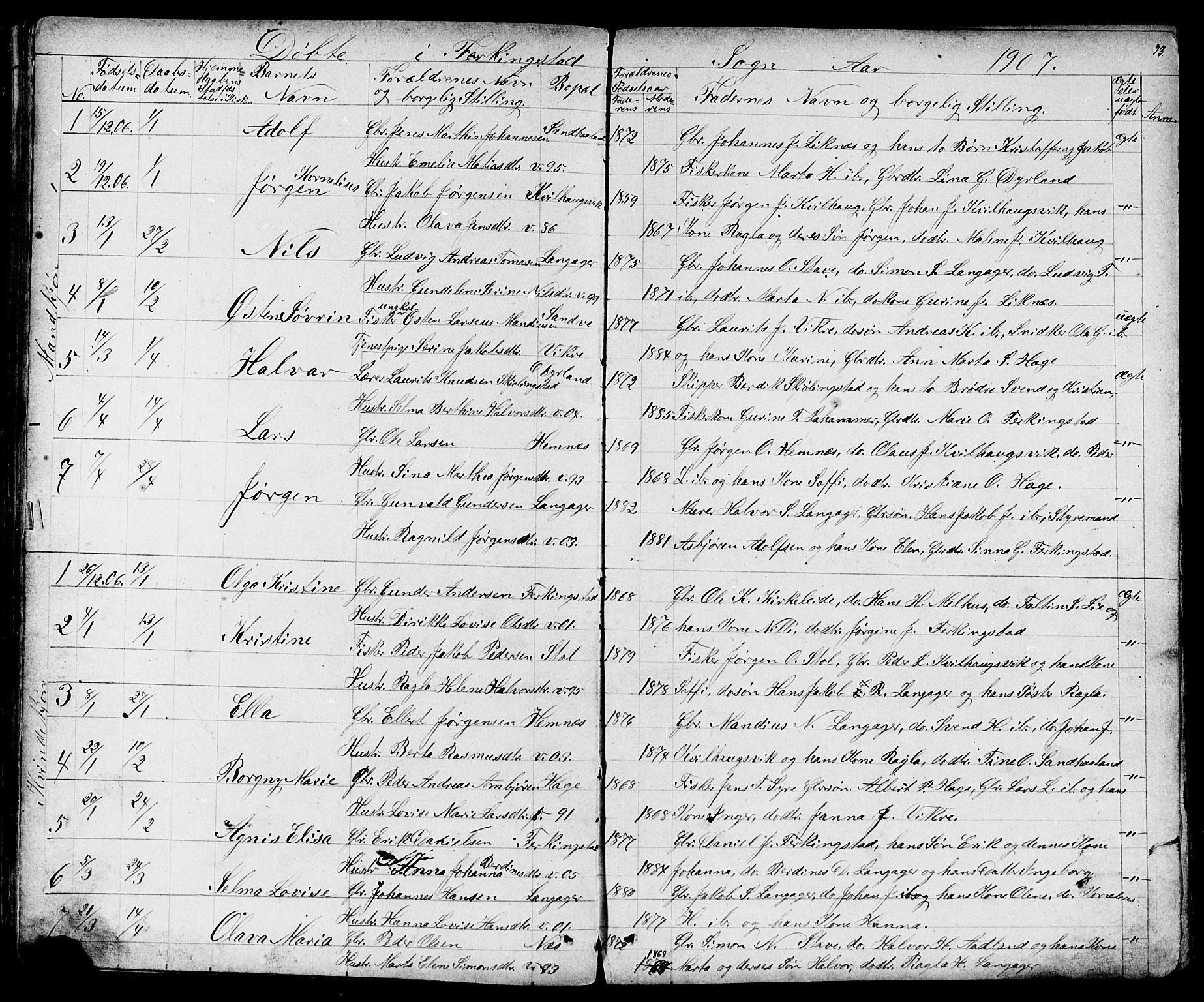 Skudenes sokneprestkontor, AV/SAST-A -101849/H/Ha/Hab/L0006: Klokkerbok nr. B 6, 1874-1908, s. 93