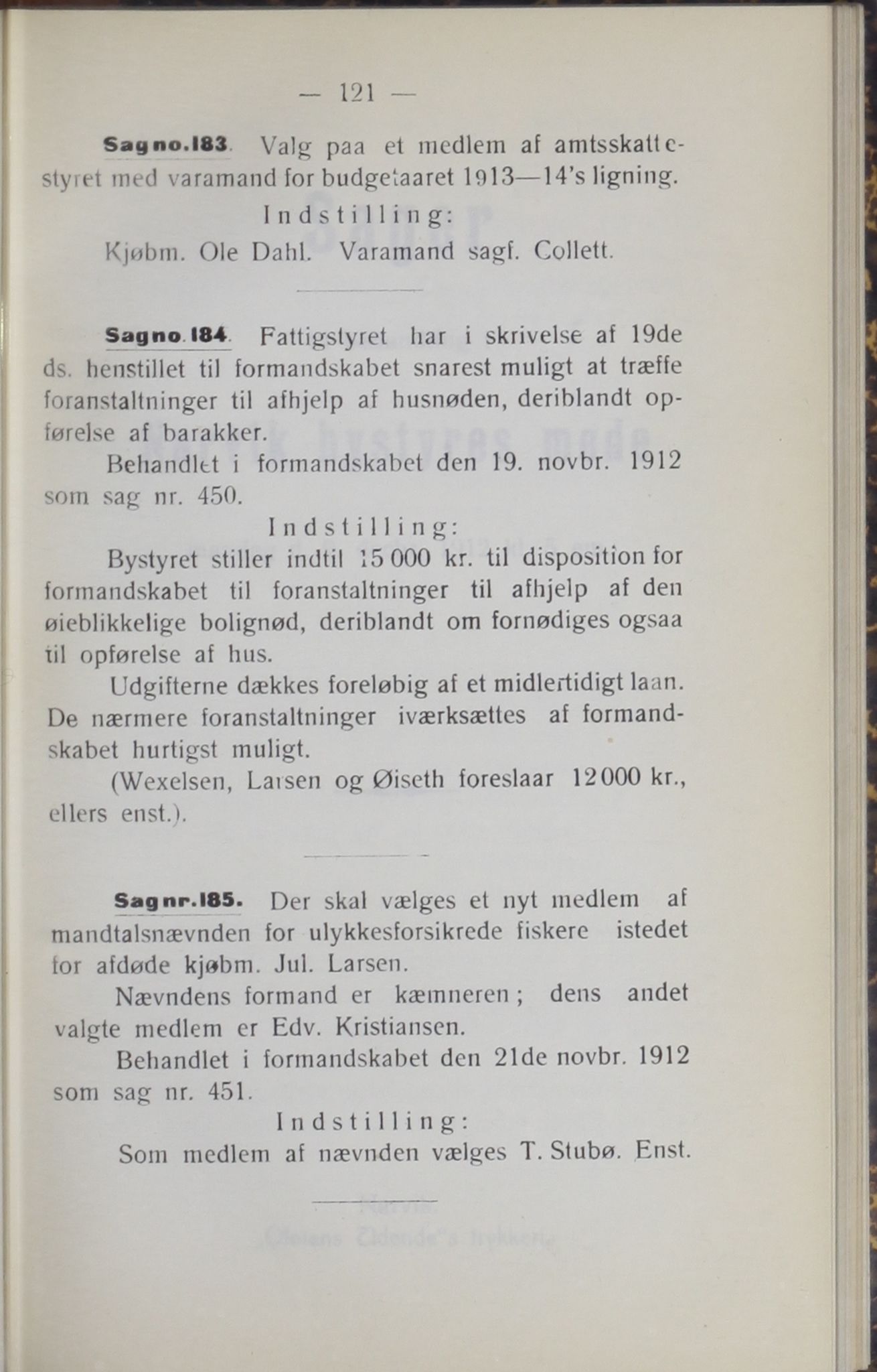 Narvik kommune. Formannskap , AIN/K-18050.150/A/Ab/L0002: Møtebok, 1912