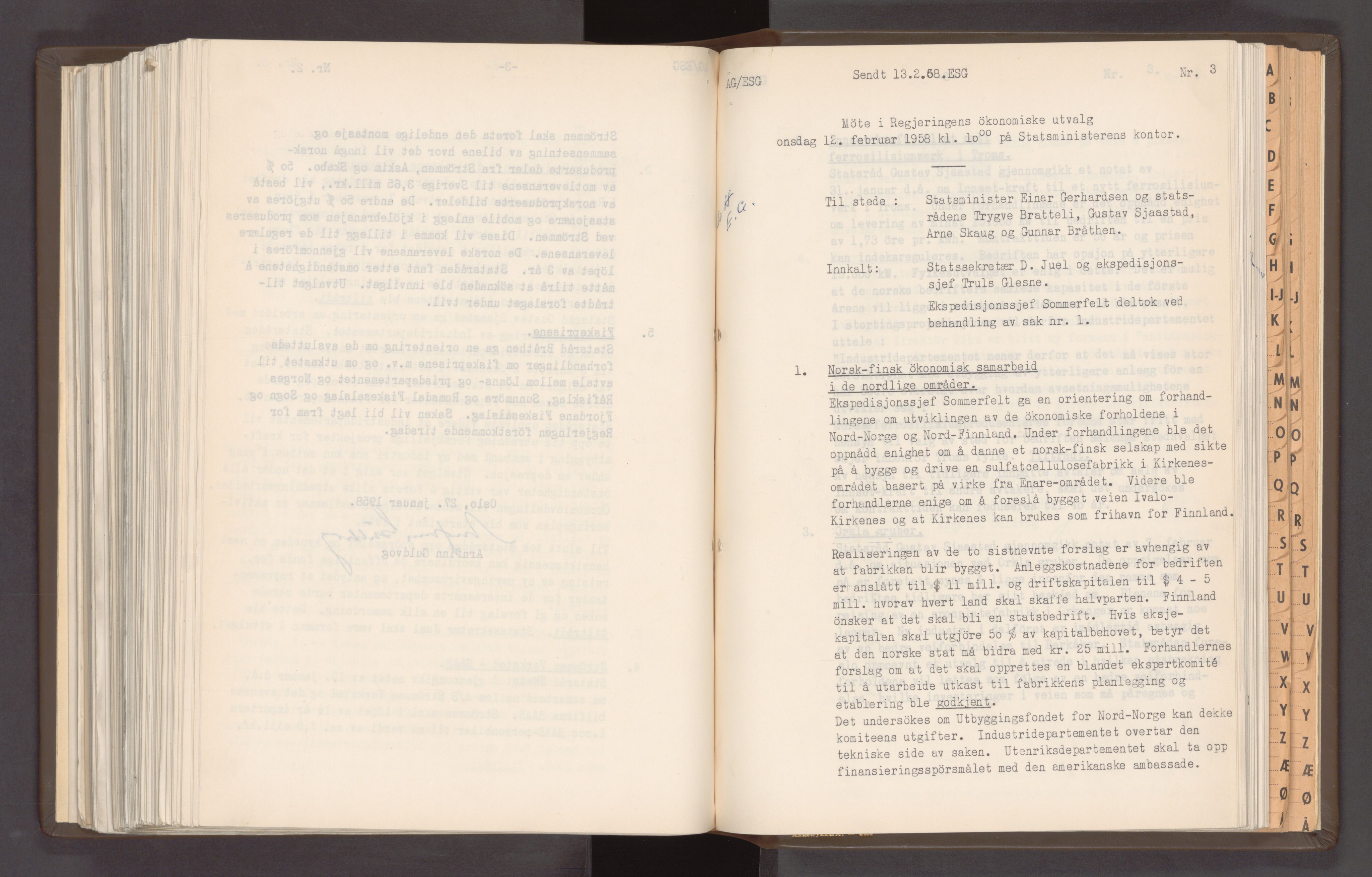 Statsministerens kontor, AV/RA-S-1005/A/Aa/L0020: Referat fra regjeringens økonomiske utvalg, 1947-1959