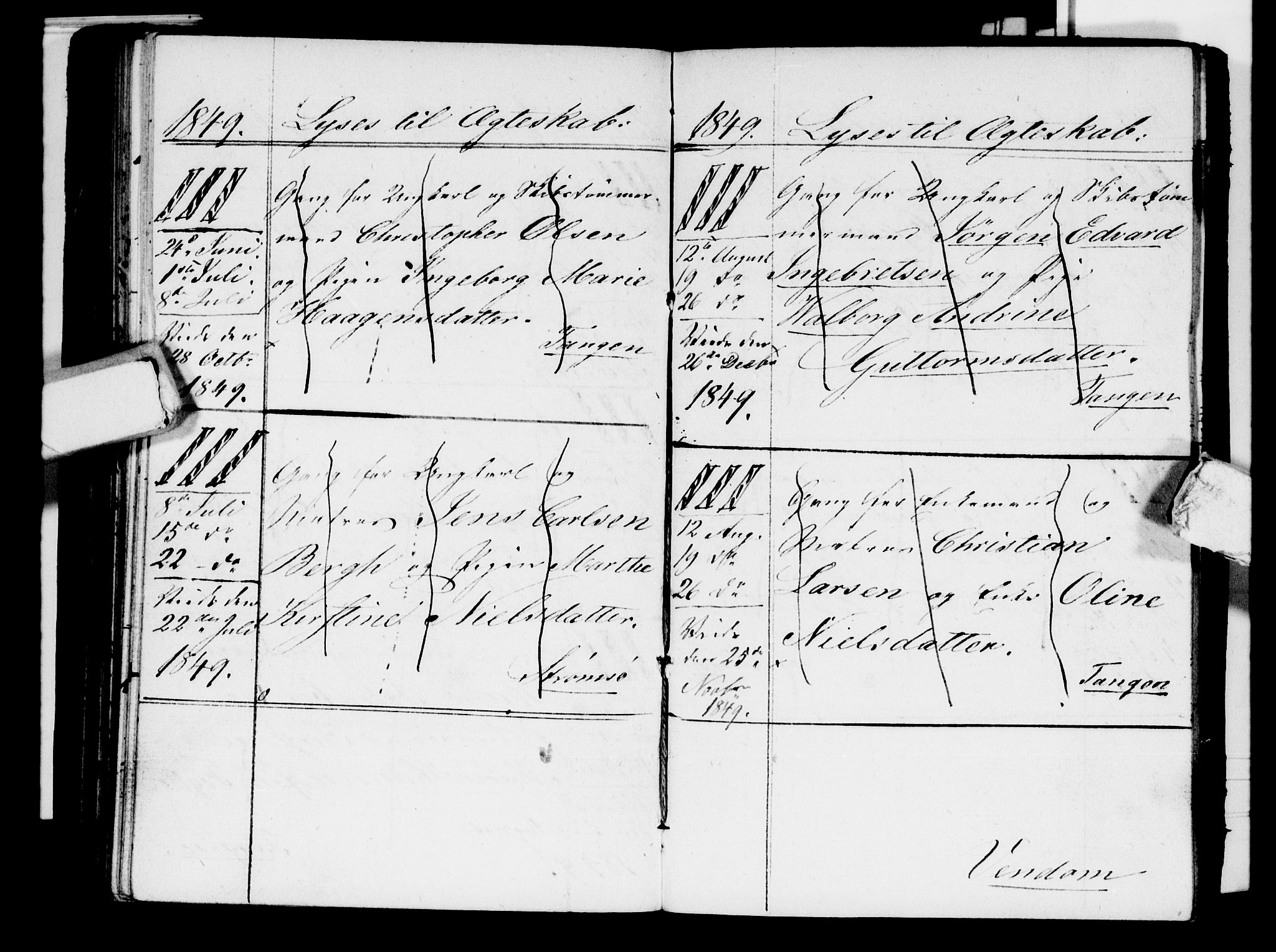 Strømsø kirkebøker, AV/SAKO-A-246/H/Ha/L0001: Lysningsprotokoll nr. 1, 1836-1850