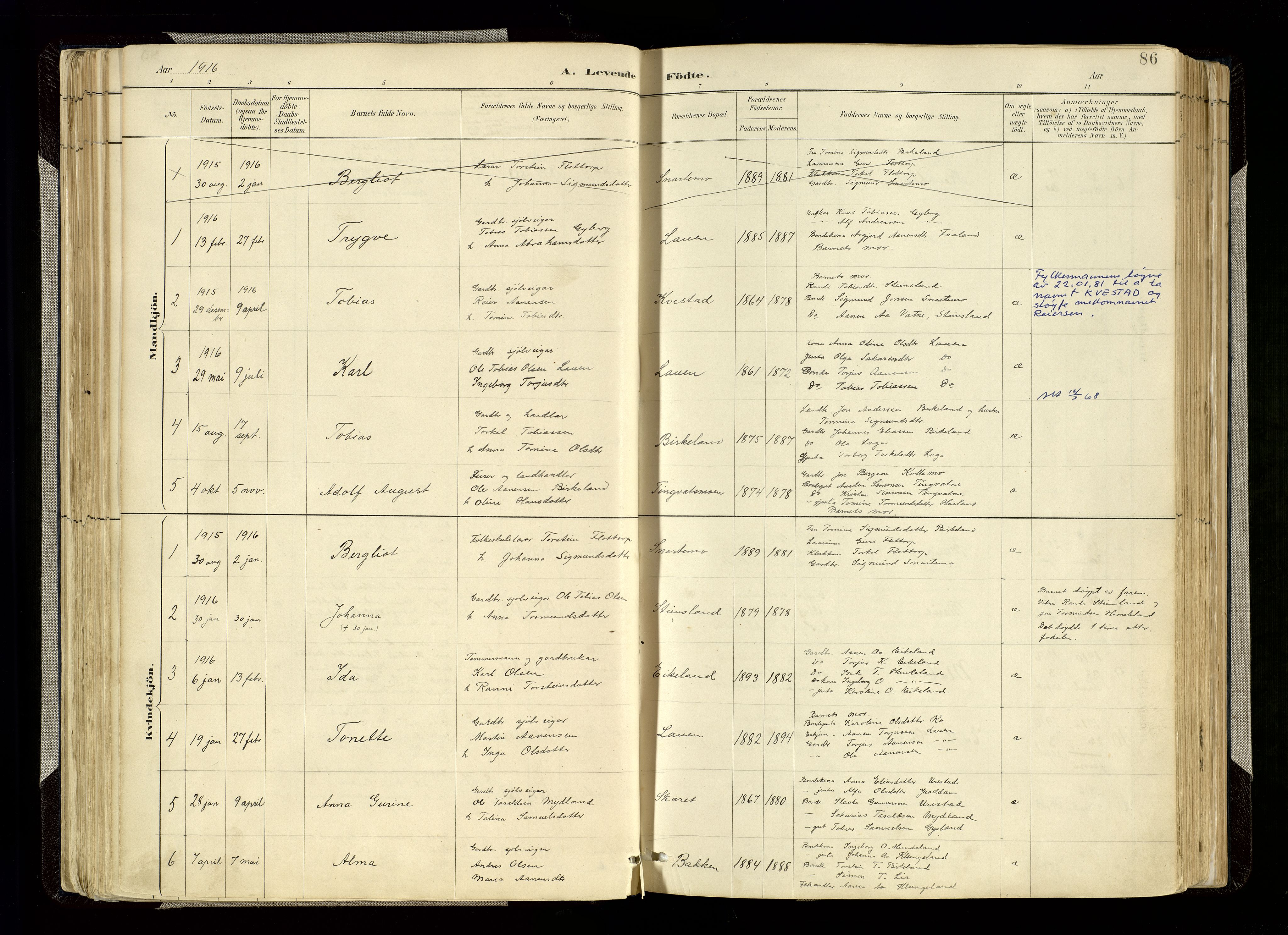Hægebostad sokneprestkontor, AV/SAK-1111-0024/F/Fa/Faa/L0006: Ministerialbok nr. A 6, 1887-1929, s. 86