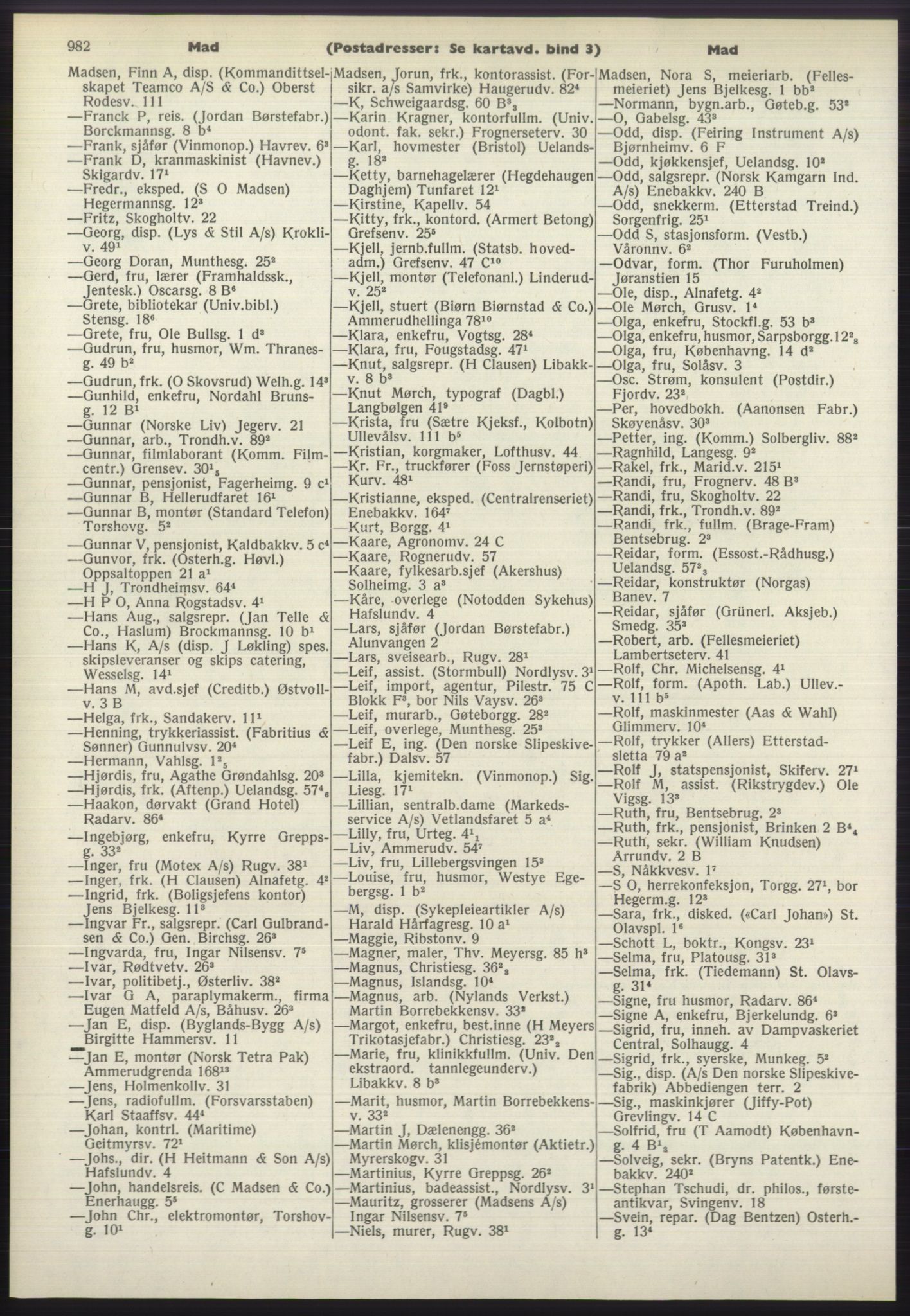 Kristiania/Oslo adressebok, PUBL/-, 1970-1971, s. 982