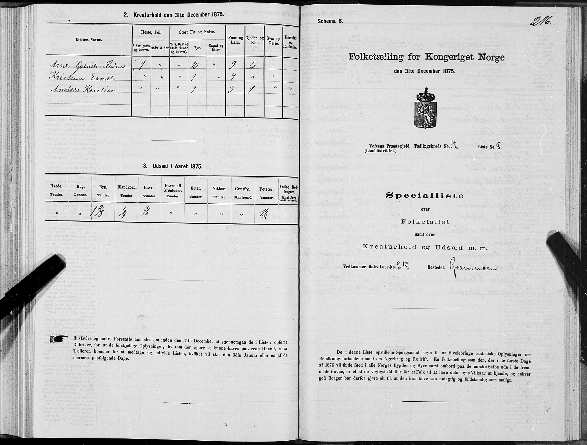 SAT, Folketelling 1875 for 1824L Vefsn prestegjeld, Vefsn sokn, 1875, s. 3216