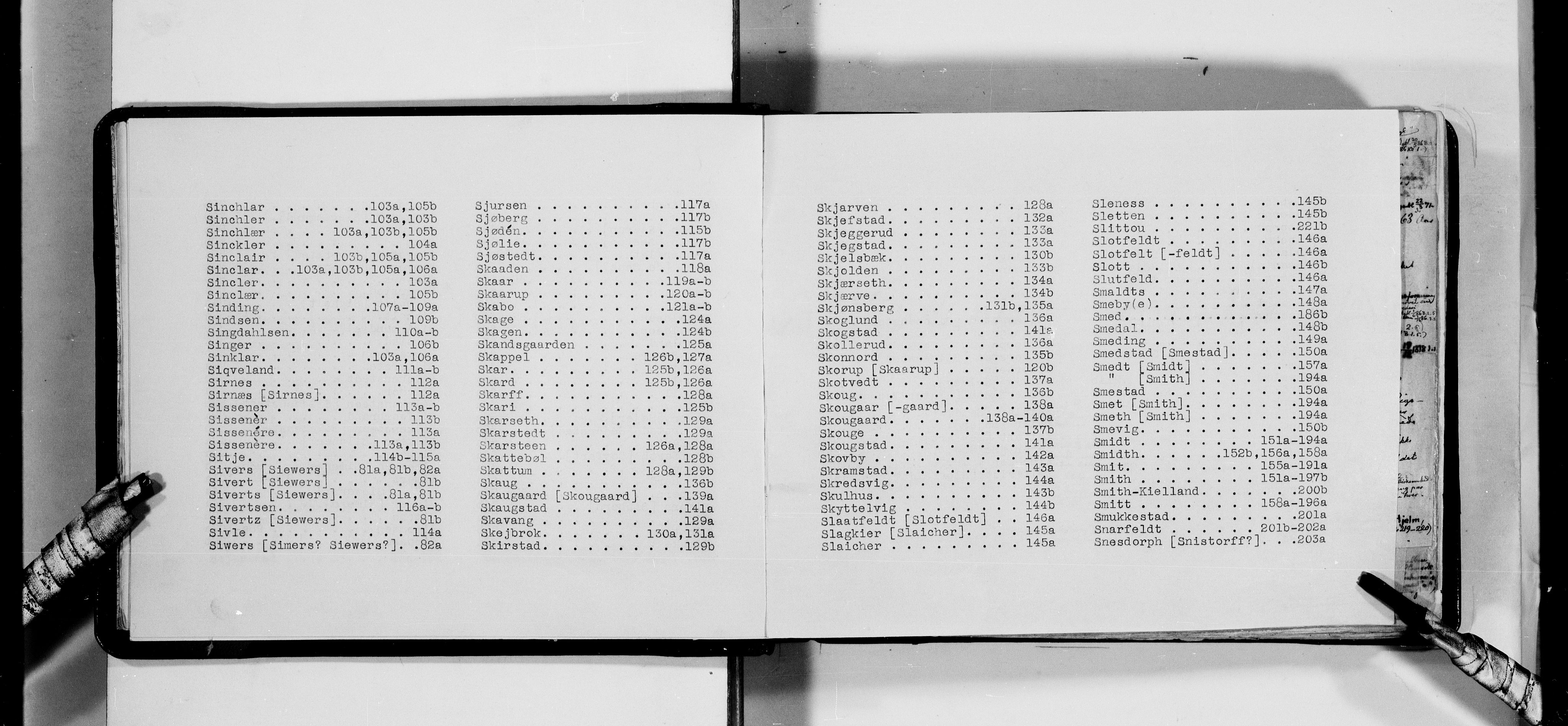 Lassens samlinger, AV/RA-PA-0051/F/Fa/L0039: Personalhistoriske og genealogiske opptegnelser: Sebbelow - Solum, 1500-1907