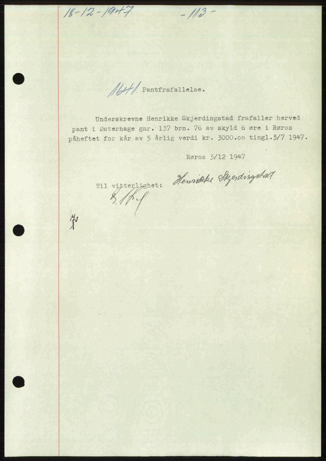 Gauldal sorenskriveri, SAT/A-0014/1/2/2C: Pantebok nr. A5, 1947-1948, Dagboknr: 1641/1947