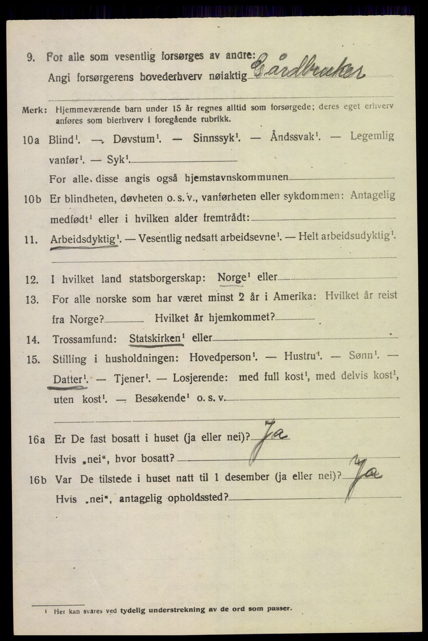 SAK, Folketelling 1920 for 1029 Sør-Audnedal herred, 1920, s. 4296