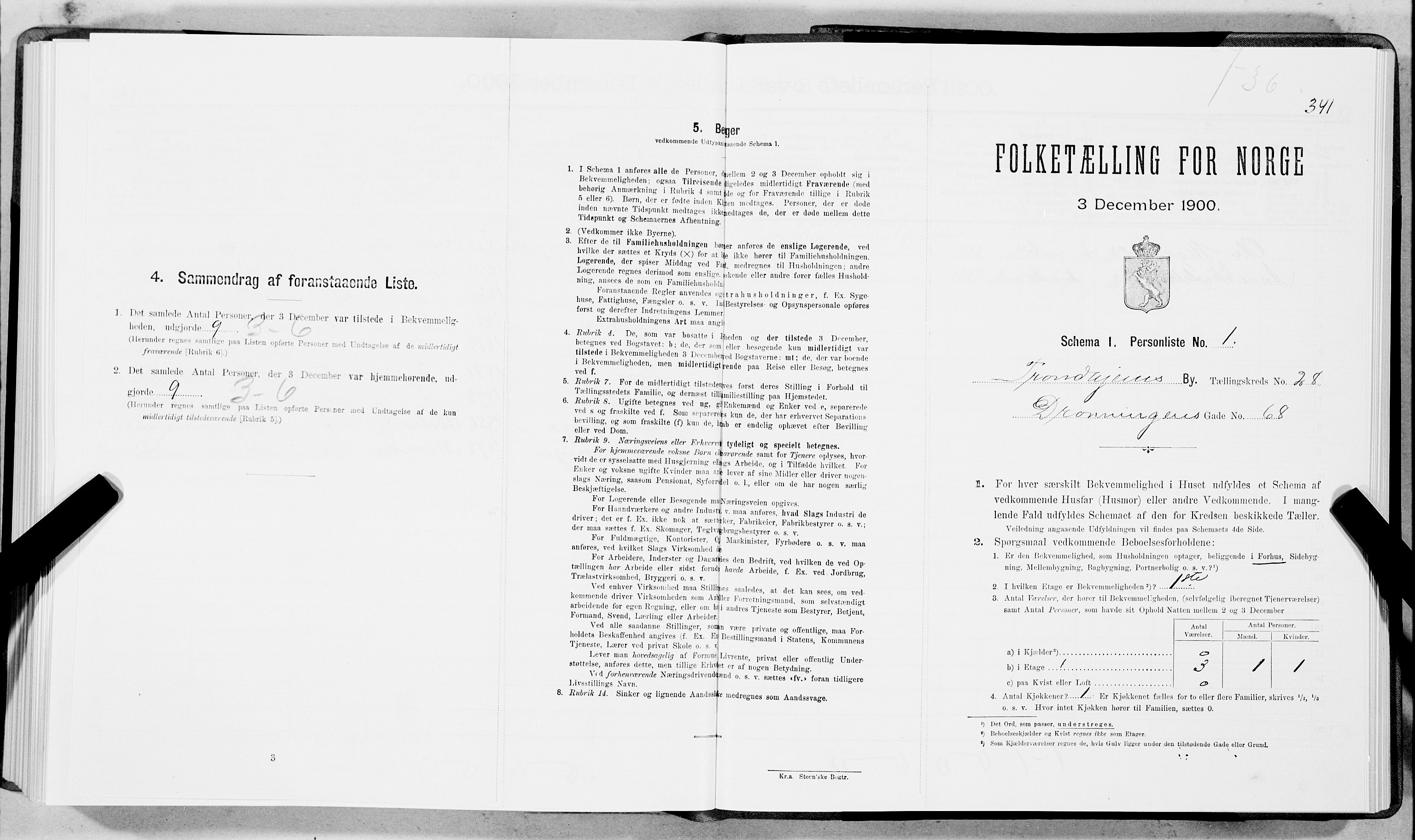 SAT, Folketelling 1900 for 1601 Trondheim kjøpstad, 1900, s. 4349