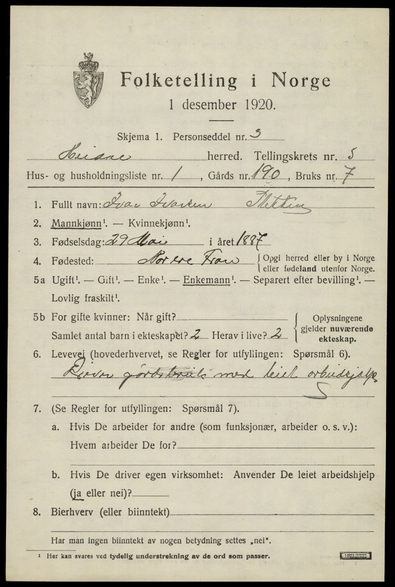 SAH, Folketelling 1920 for 0516 Heidal herred, 1920, s. 2366