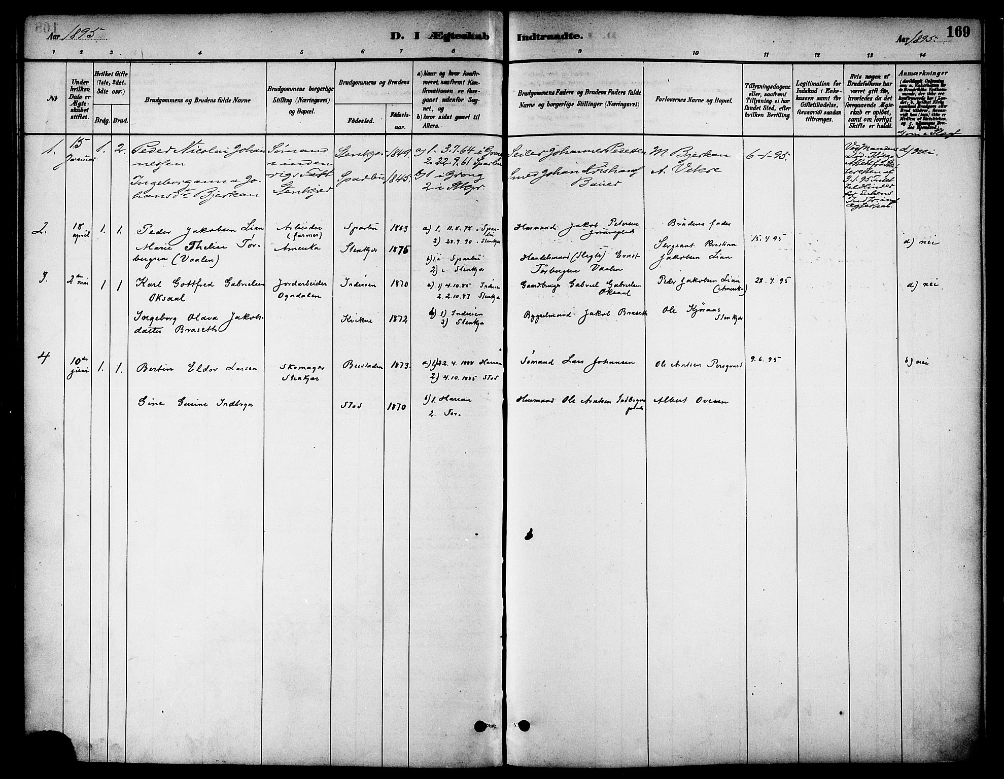 Ministerialprotokoller, klokkerbøker og fødselsregistre - Nord-Trøndelag, AV/SAT-A-1458/739/L0371: Ministerialbok nr. 739A03, 1881-1895, s. 169